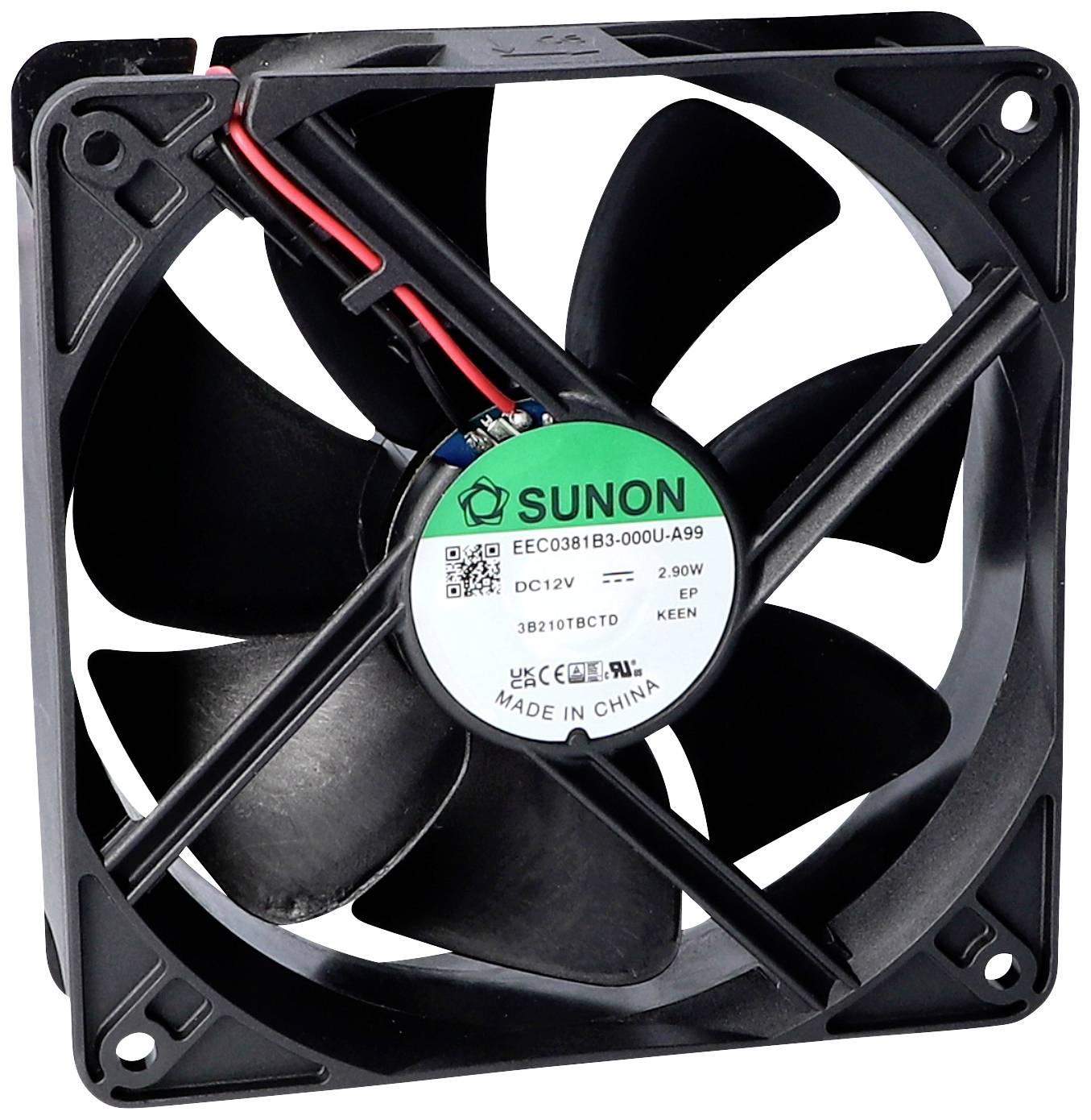 Sunon EEC0381B2-000U-A99 Ventilateur axial 12 V/DC 197.03 m³/h (L x l x H) 38 x 120 x 120 mm