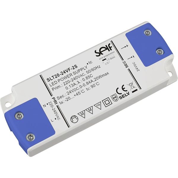 Self Electronics SLT20-24VF-2S Transformateur pour LED à tension constante 20 W 0.84 A 24 V non dimmable 1 pc(s) Self Electronics SLT20-24VF-2S Transformateur pour LED à tension constante 20 W 0.84 A 24 V non dimmable 1 pc(s)