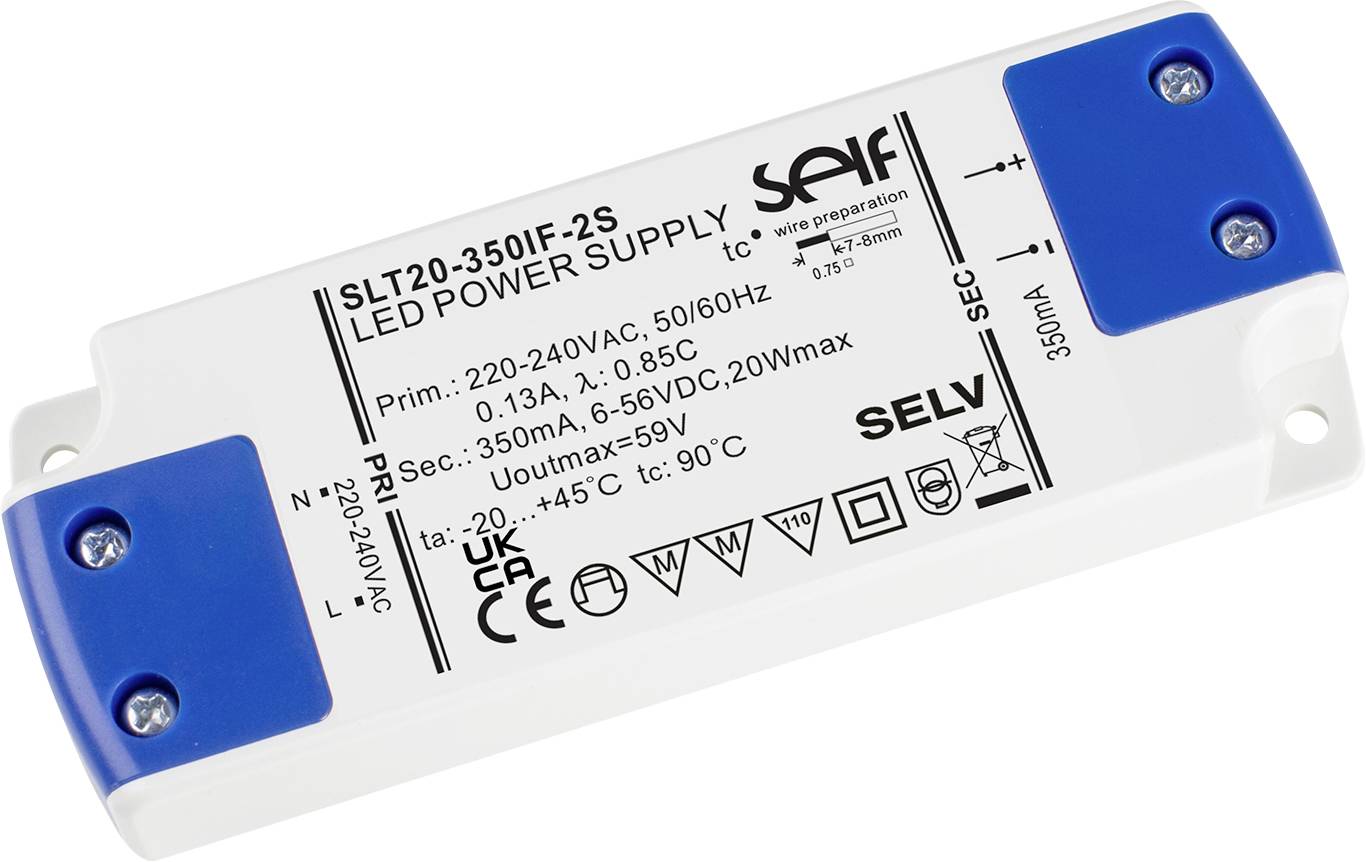 Self Electronics SLT20-350IF-2S Transformateur pour LED 20 W 0.35 A 6 - 56 V non dimmable 1 pc(s)
