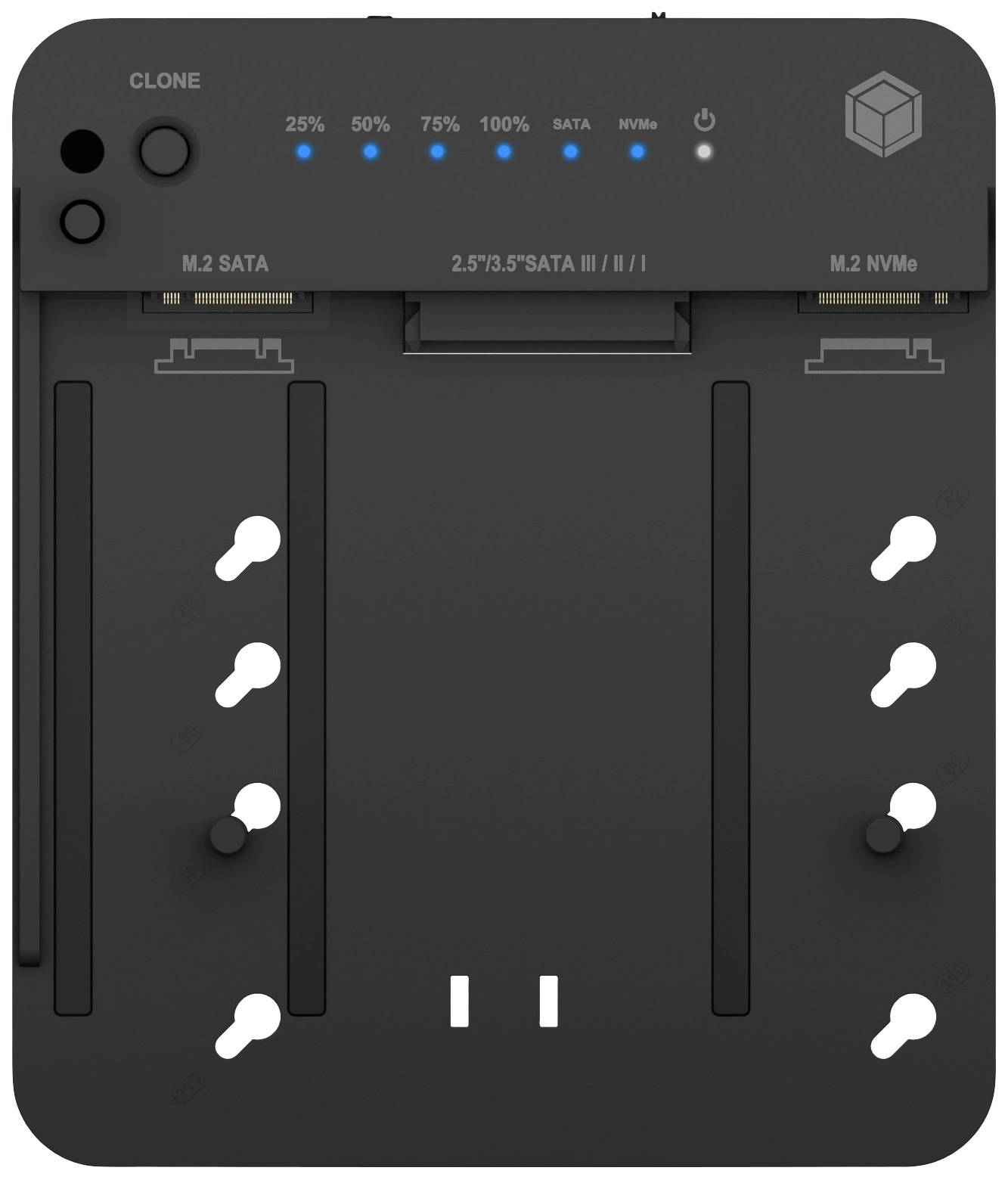 ICY BOX IB-2915MSCL-C31 USB-C® USB 3.2 (Gen 2) M.2 PCIe NVMe, M.2 SATA, SATA I, SATA II, SATA III Station de copiage pour disque