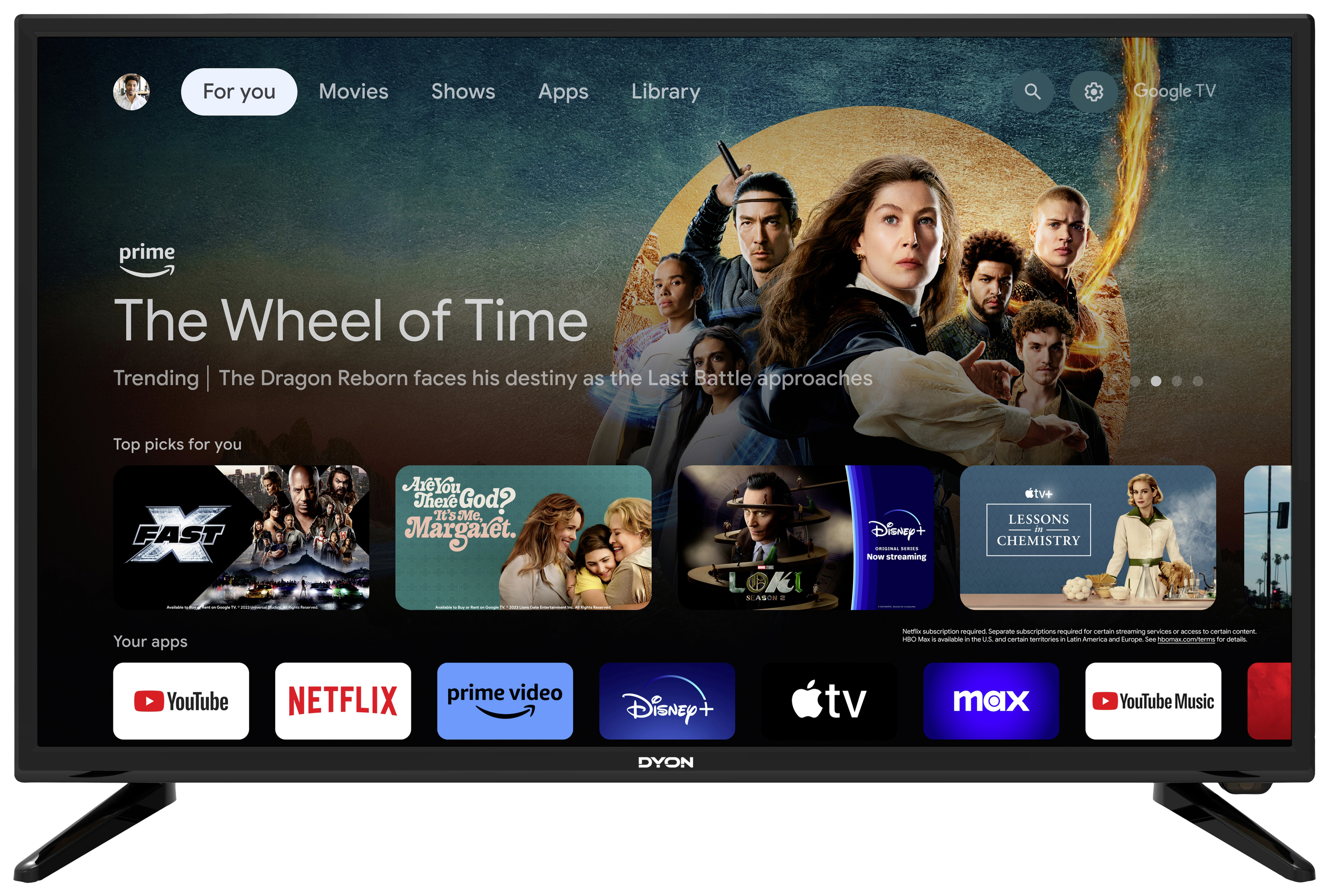 Dyon iGoo-TV 32H Téléviseur LED 81.3 cm 32 pouces CEE E (A - G) CI+, DVB-C, DVB-S2, DVB-T2, HD ready, Smart TV, Wi-Fi noir