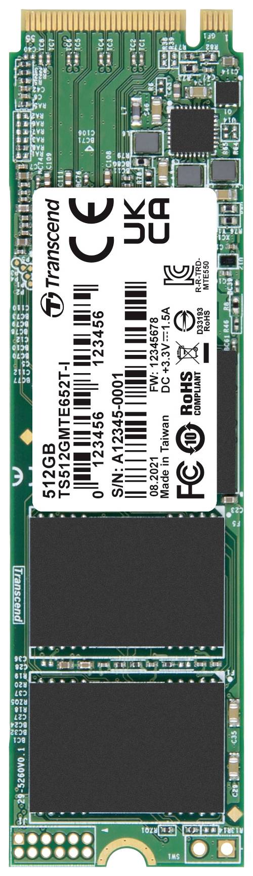 Transcend MTE652T-I 512 GB SSD interne NVMe/PCIe M.2 PCIe NVMe 3.0 x4 industriel TS512GMTE652T-I