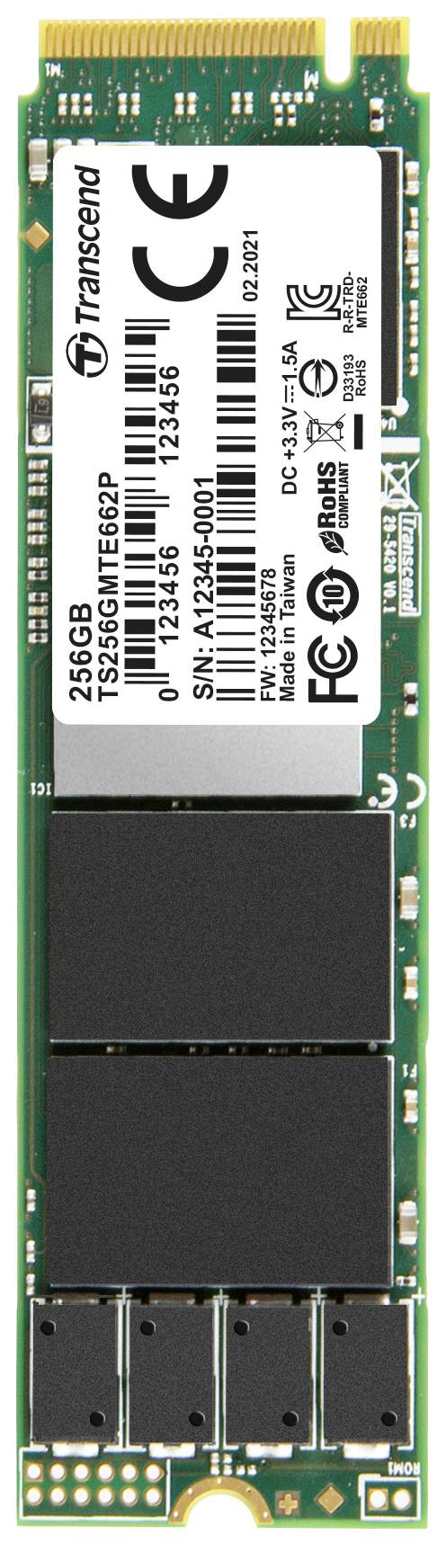 Transcend MTE662P 256 GB SSD interne NVMe/PCIe M.2 PCIe NVMe 3.0 x4 industriel TS256GMTE662P