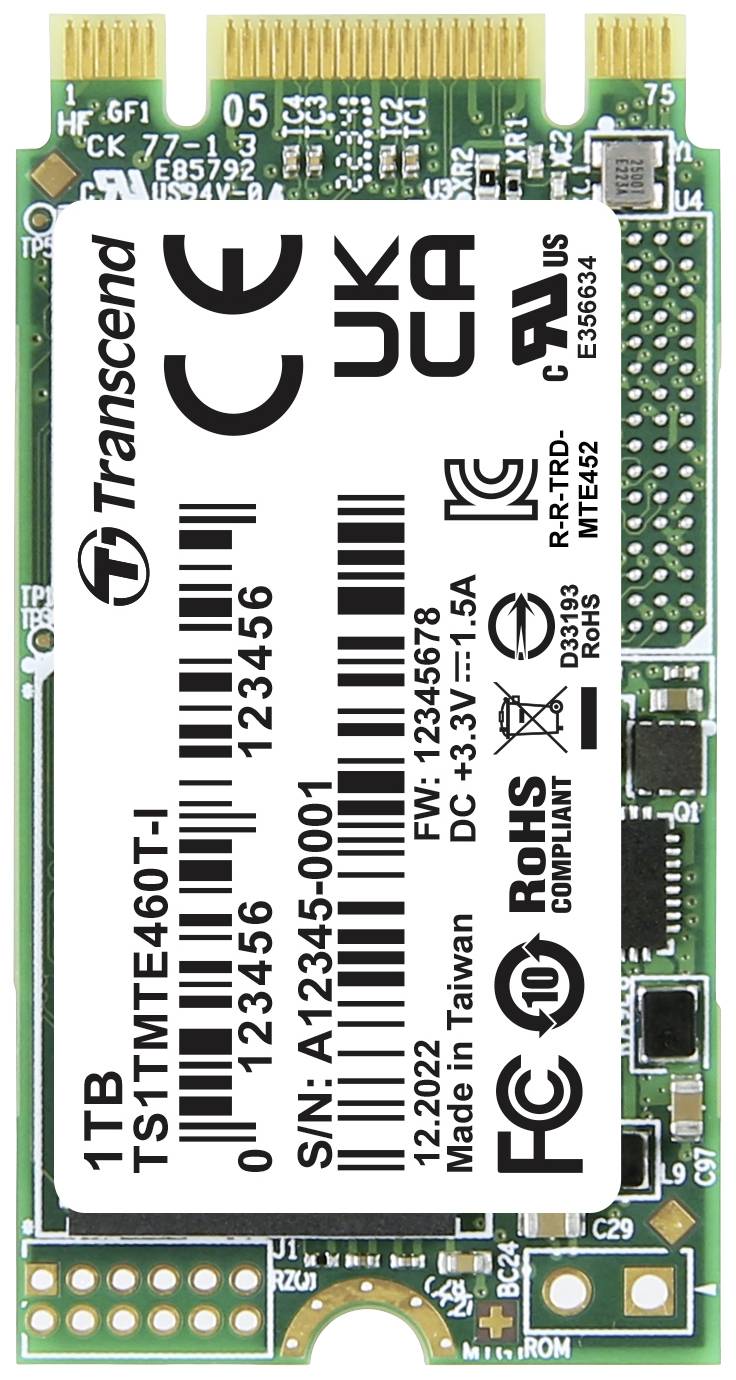 Transcend MTE460T-I 1 TB SSD interne NVMe PCIe M.2 2242 PCIe NVMe 3.0 x2 industriel TS1TMTE460T-I
