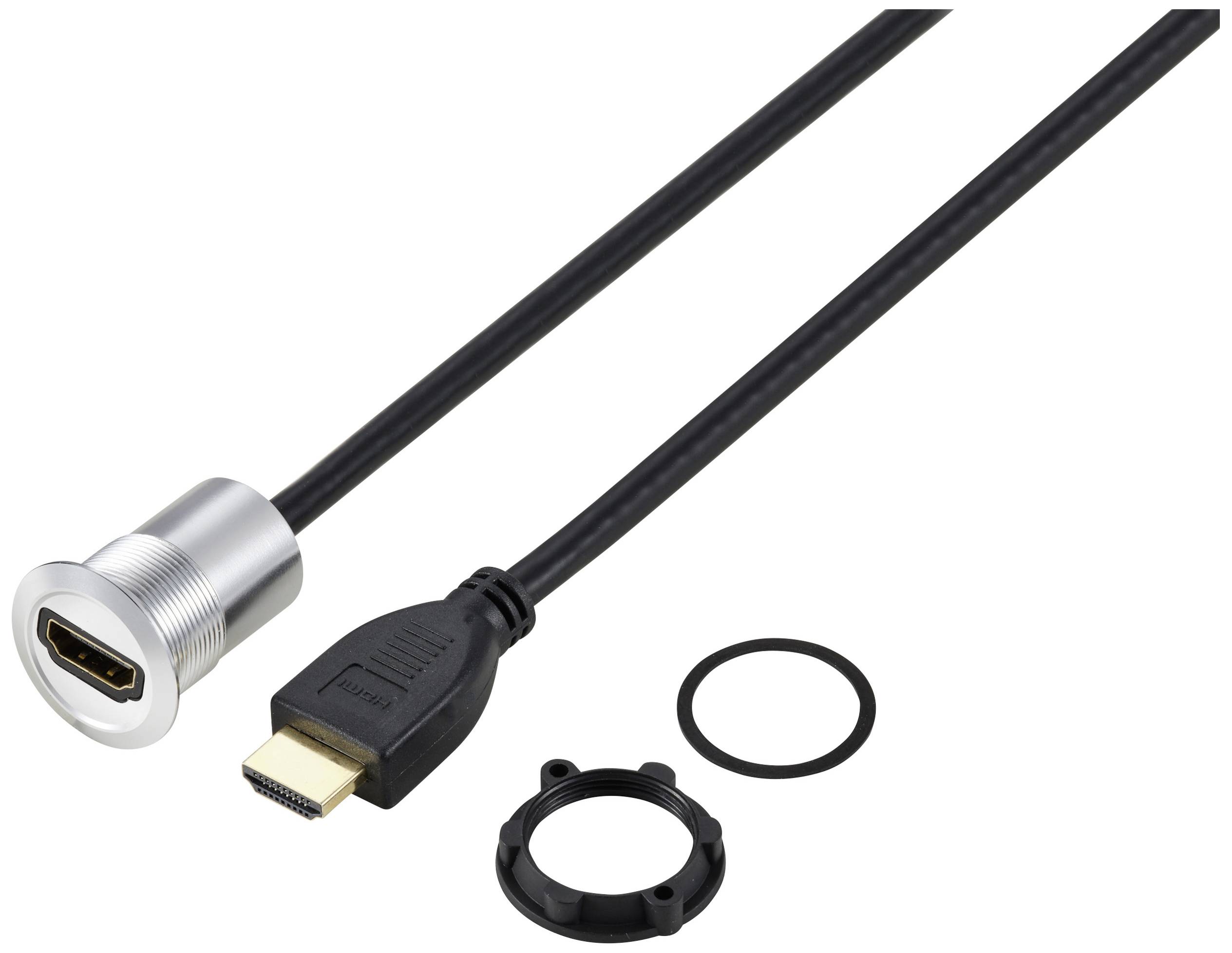 TRU COMPONENTS TC-11980456 Adaptateur HDMI femelle HDMI femelle - HDMI mâle argent Nombre de pôles: 1 Longueur de câble: 90 cm