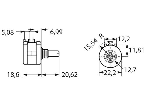 Bourns 3590S-6-103L Potentiomètre de précision 2 W 10 kΩ