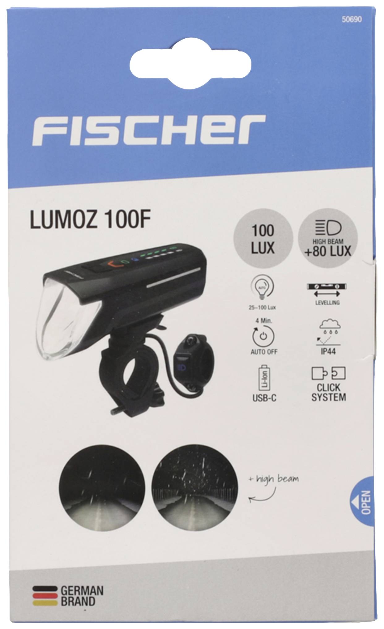 FISCHER FAHRRAD Phare de vélo LED à pile(s) noir