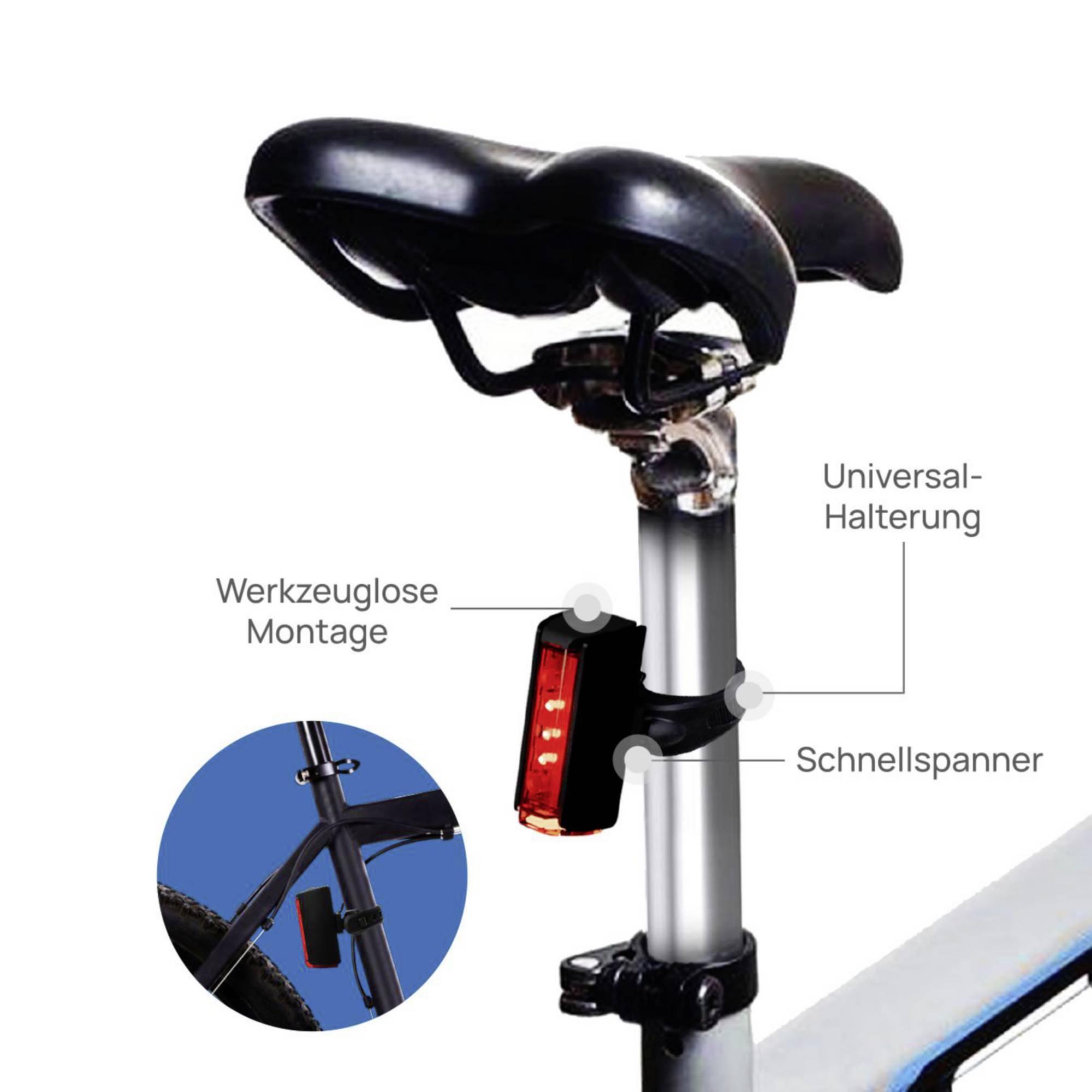 FISCHER FAHRRAD Feu arrière de vélo PLUS TWIN STOP LED noir