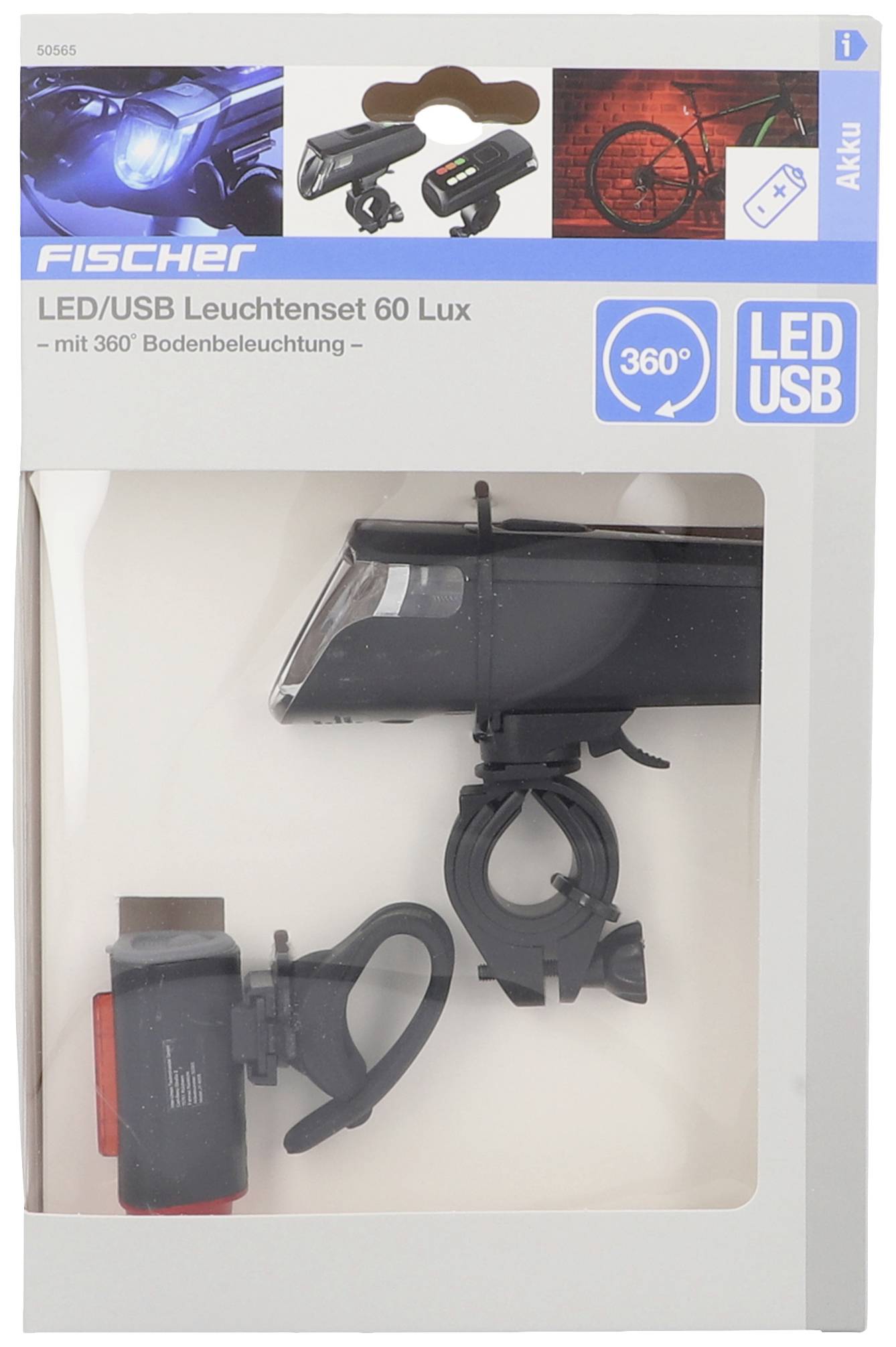 FISCHER FAHRRAD Kit d'éclairage de vélo TWIN-60/30/15 LED noir