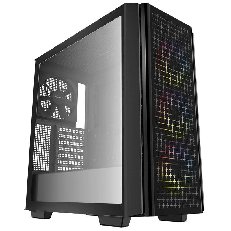 Tour midi DeepCool CG540 Boîtier PC noir 1 ventilateur pré-installé, 3 ventilateurs LED pré-installés