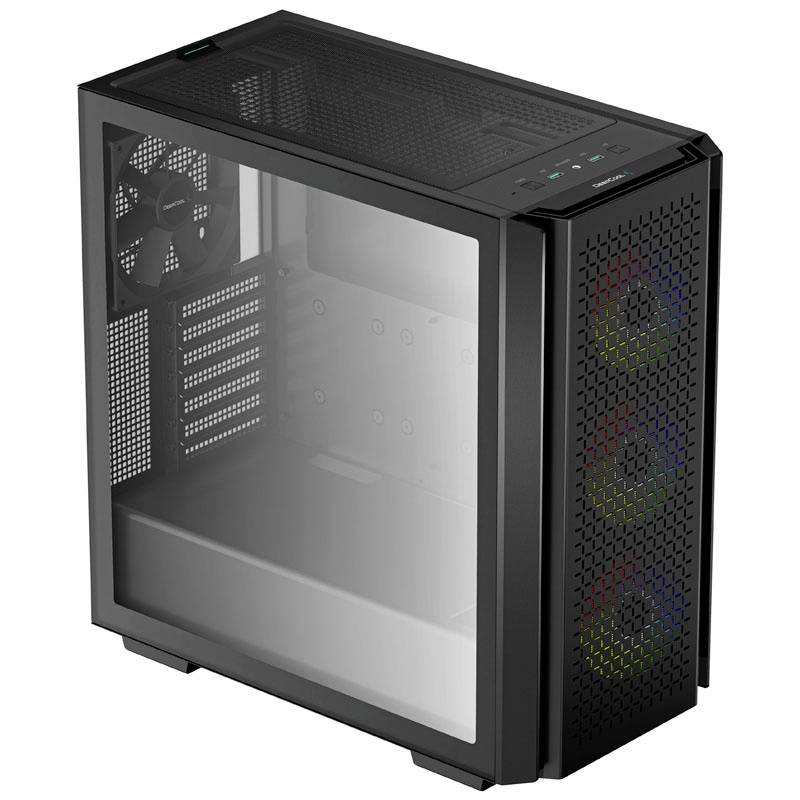 Tour midi DeepCool CG560 Boîtier PC noir 1 ventilateur pré-installé, 3 ventilateurs LED pré-installés