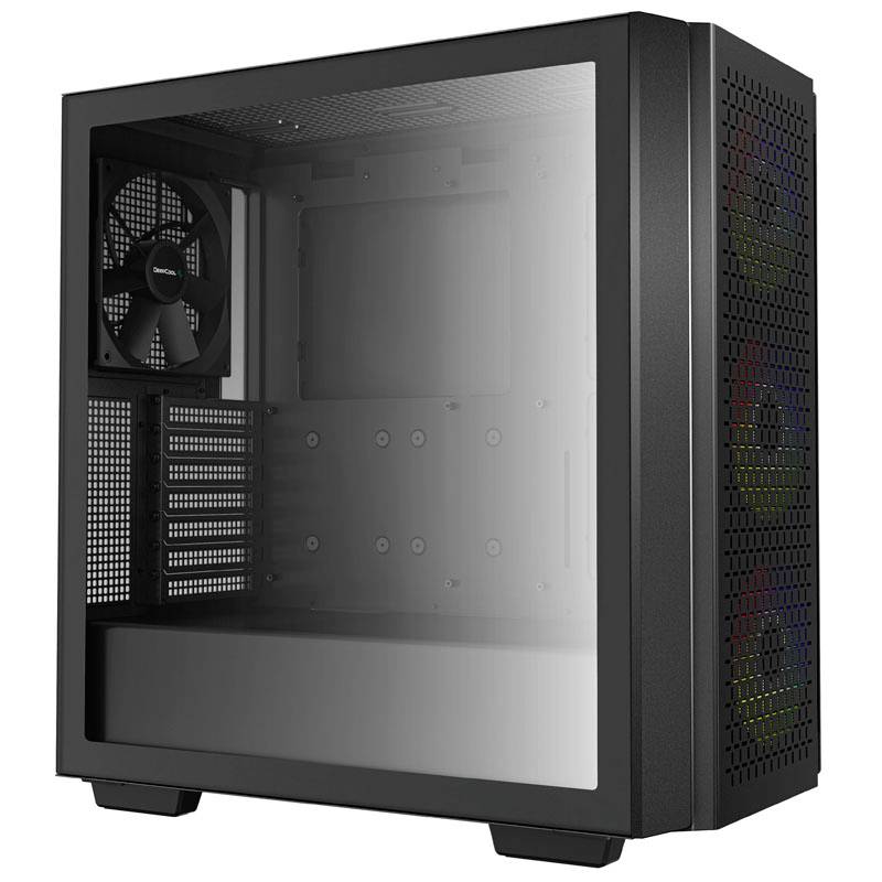 Tour midi DeepCool CG560 Boîtier PC noir 1 ventilateur pré-installé, 3 ventilateurs LED pré-installés
