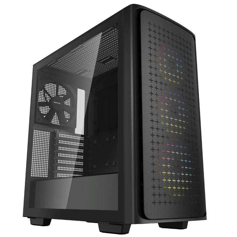 Tour midi DeepCool CK560 Boîtier, Boîtier gaming noir 4 ventilateurs LED pré-installés