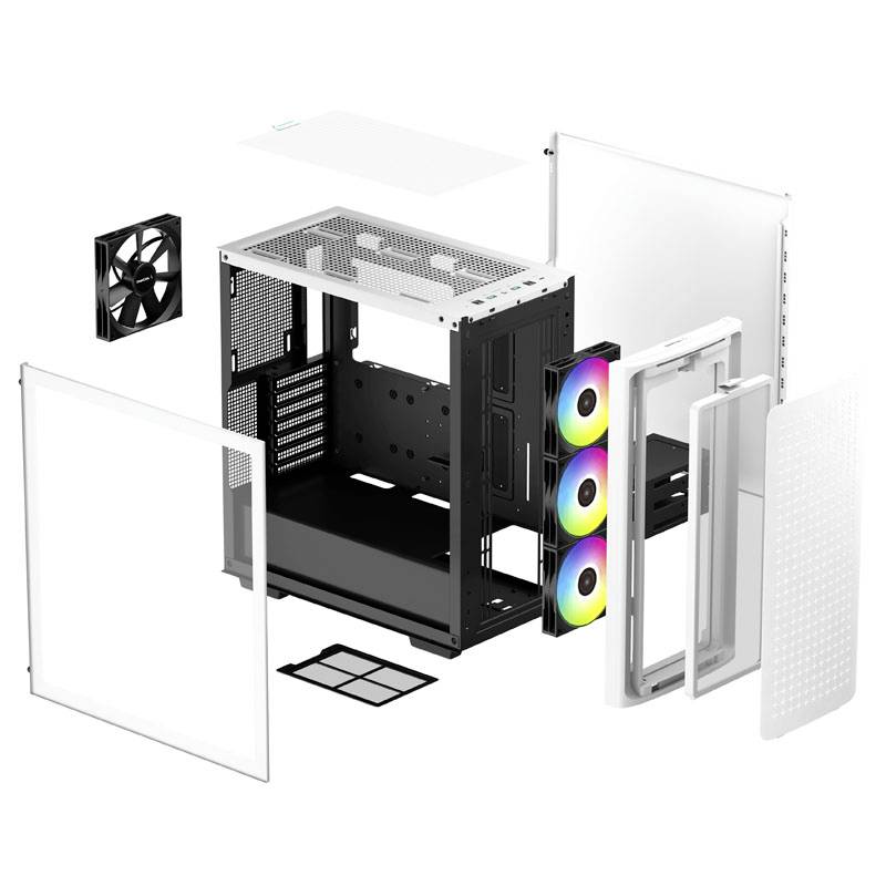 Tour midi DeepCool DeepCool CK560 Midi-Tower - weiß Boîtier PC blanc 4 ventilateurs LED pré-installés