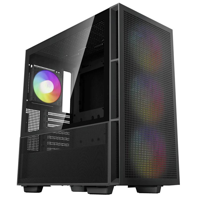 Tour midi DeepCool CH560 Boîtier gaming, Boîtier noir 4 ventilateurs LED pré-installés