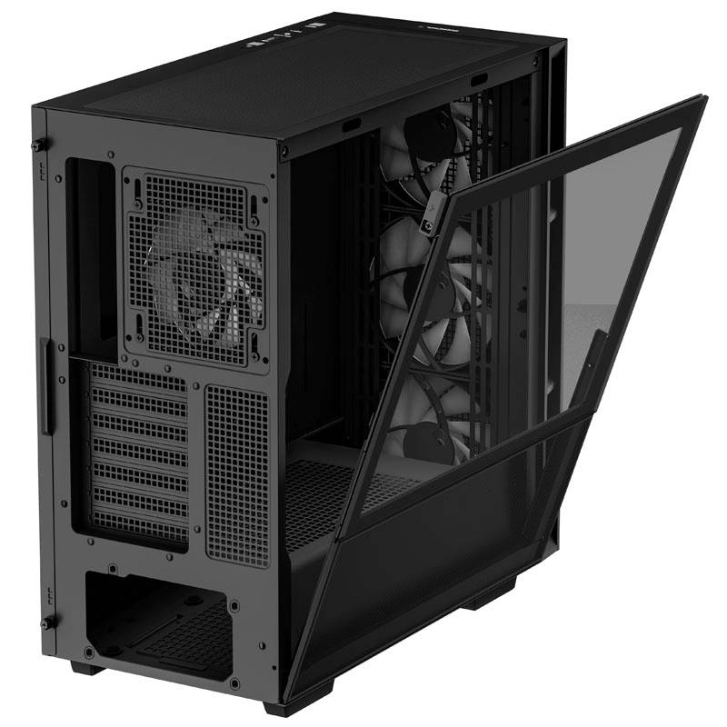 Tour midi DeepCool CH560 Boîtier gaming, Boîtier noir 4 ventilateurs LED pré-installés