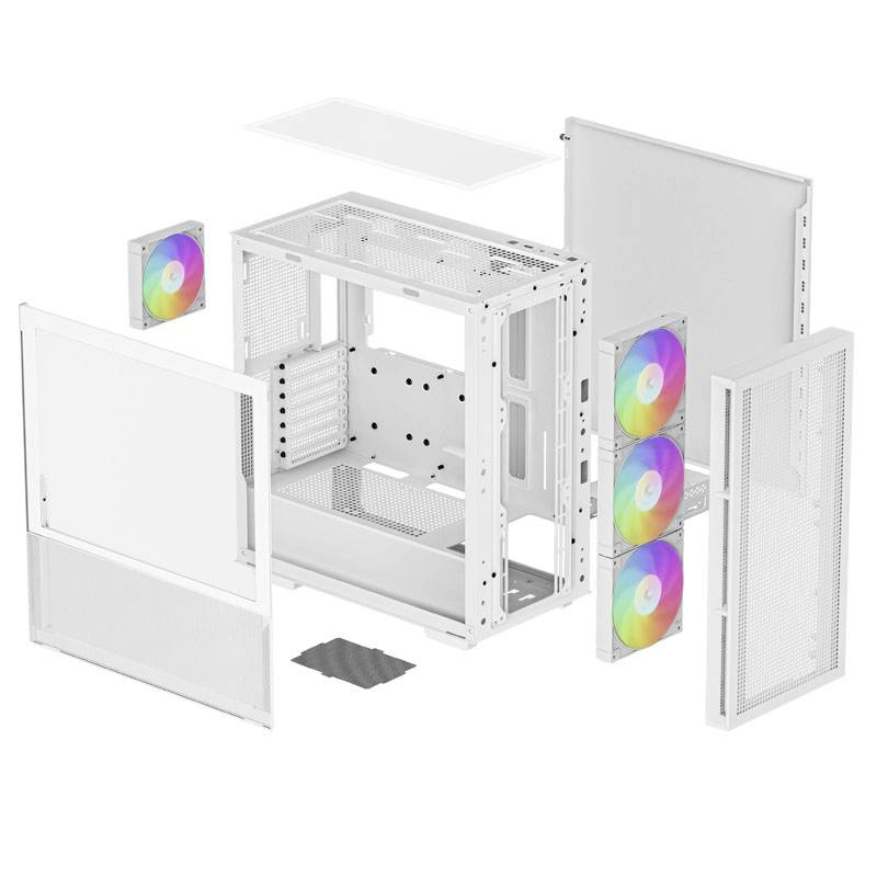 Tour midi DeepCool CH560 Boîtier PC blanc 4 ventilateurs LED pré-installés