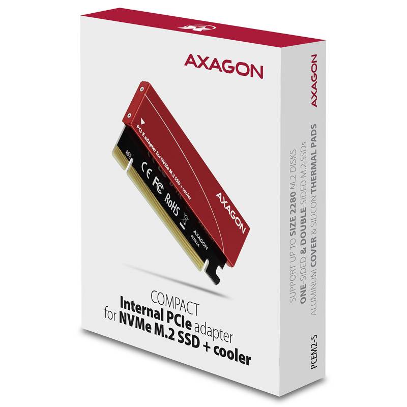 AXAGON PCEM2-S PCIe-3.0-x16-Adapter Dissipateur thermique pour disque dur