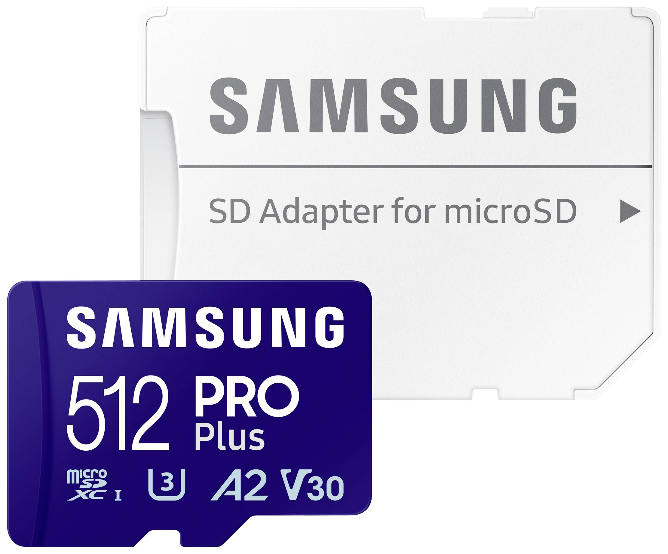 Samsung PRO Plus Carte microSDXC 512 GB A2 Application Performance Class, v30 Video Speed Class, UHS-I avec adaptateur SD