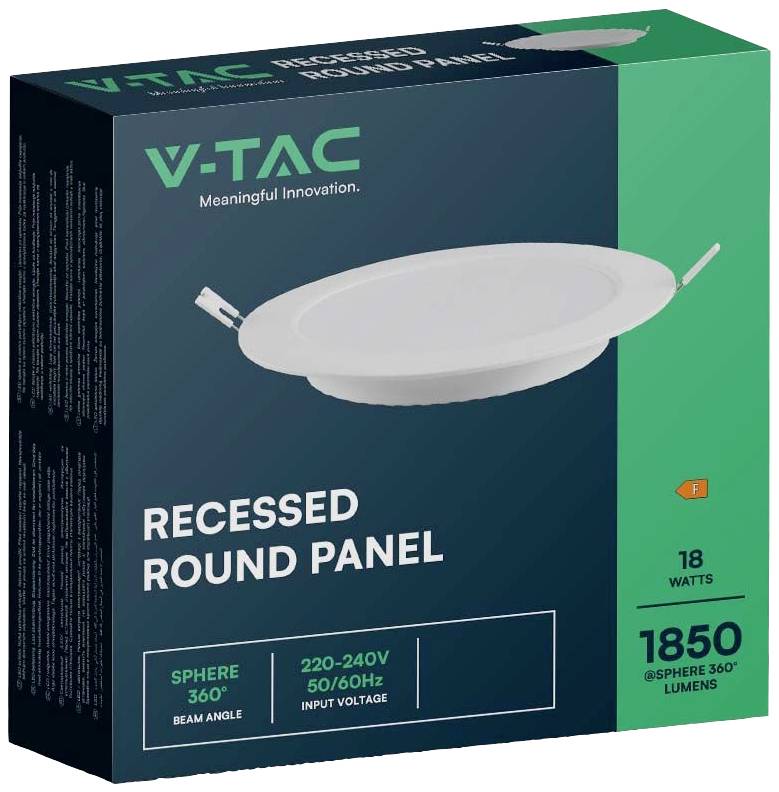 V-TAC VT-61018-RD 7866 Panneau LED encastrable CEE: E (A - G) 18 W blanc froid blanc
