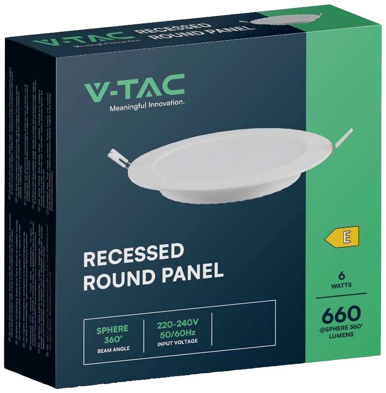 V-TAC VT-61006-RD 7858 Panneau LED encastrable CEE: E (A - G) 6 W blanc chaud blanc