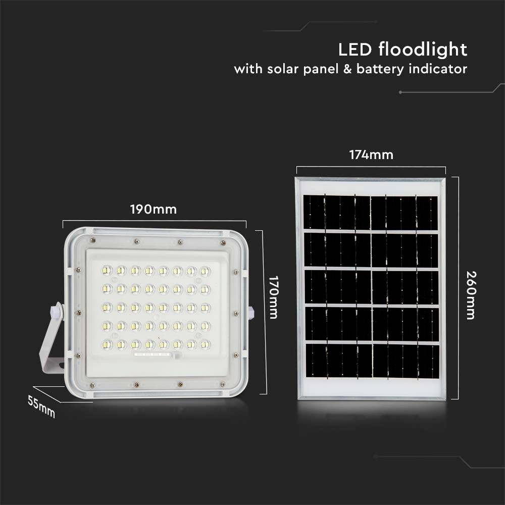 V-TAC VT-40W-W 7840 Projecteur d'éclairage LED, Panneau solaire 16 W blanc neutre blanc