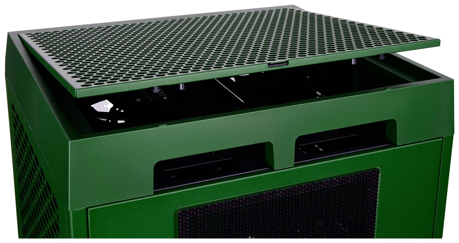 mini-tour Thermaltake The Tower 200 Boîtier PC vert racing 2 ventilateurs pré-installés, fenêtre latérale, filtre anti-poussière