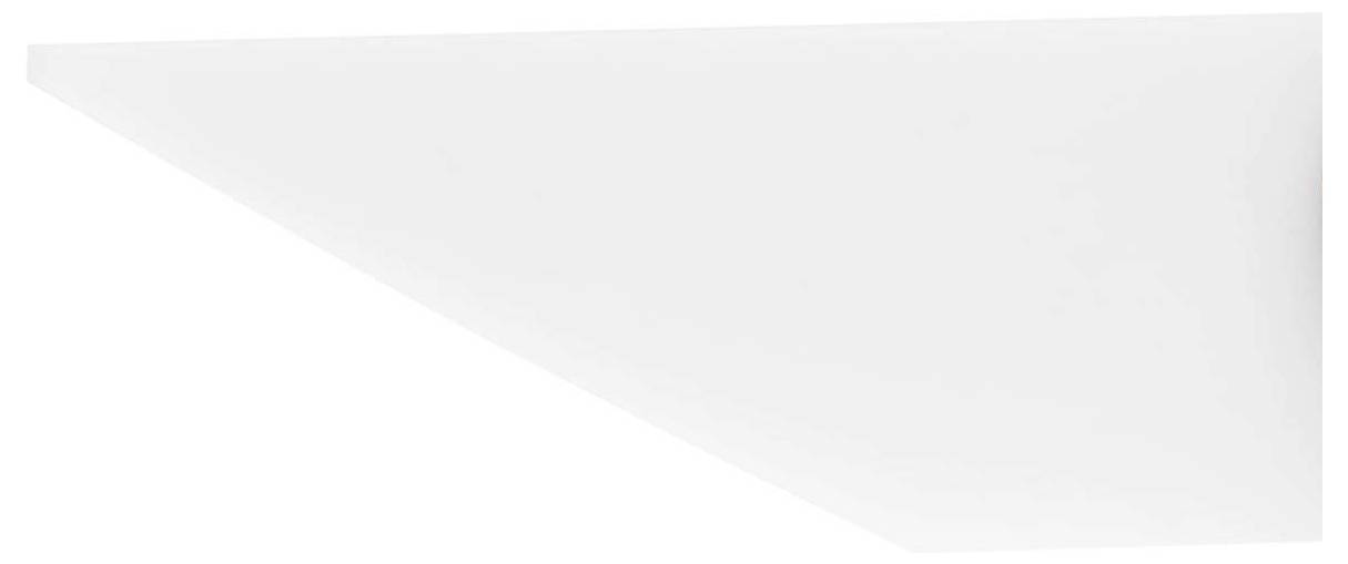 Un simple objet blanc triangulaire devant un fond blanc. Aucun motif ou détail reconnaissable.