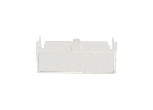 Couvercle rectangulaire en plastique blanc, destiné à un usage électrique ou mécanique.
