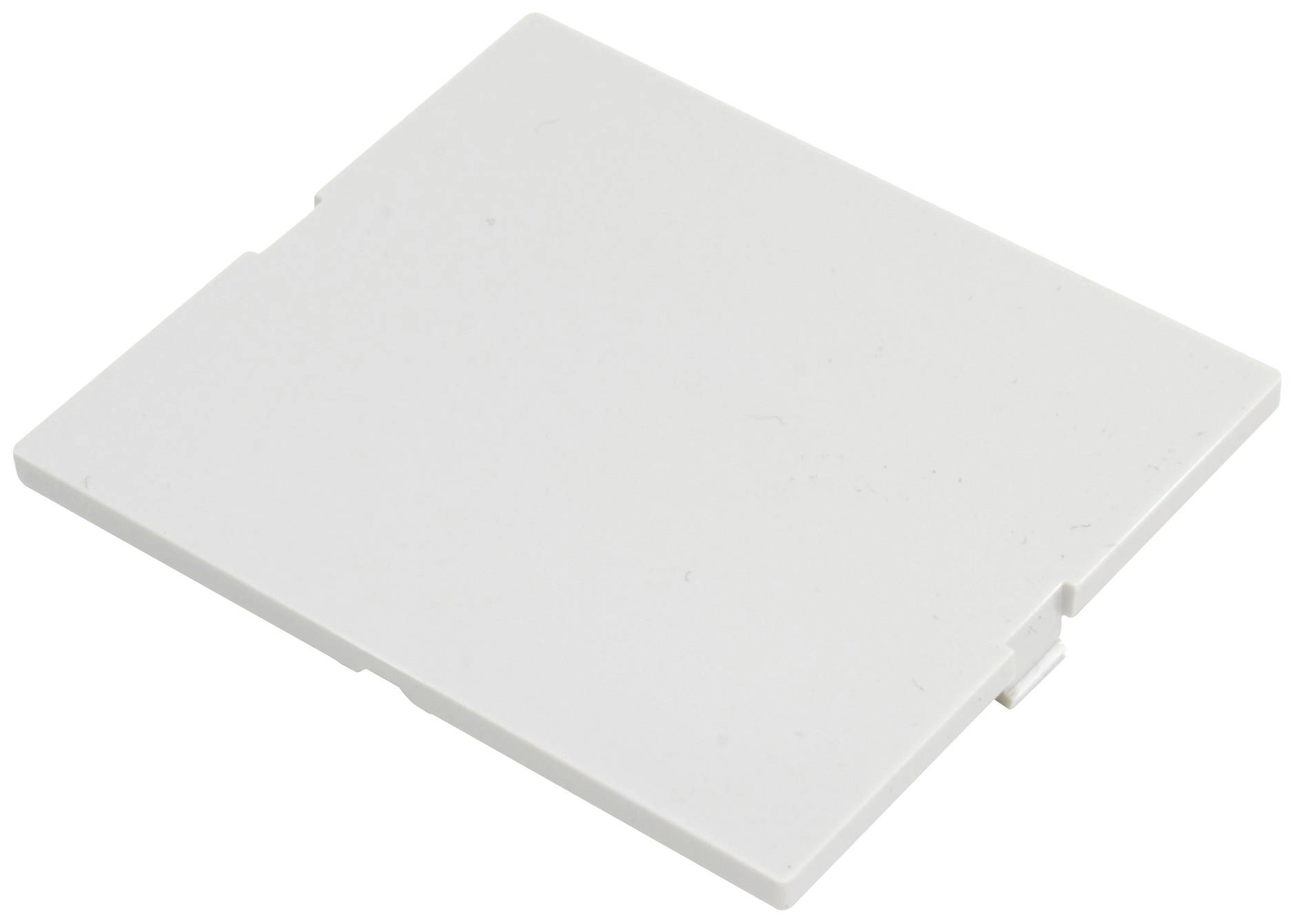 Une plaque rectangulaire, plate, blanche avec un petit rebord sur un côté.