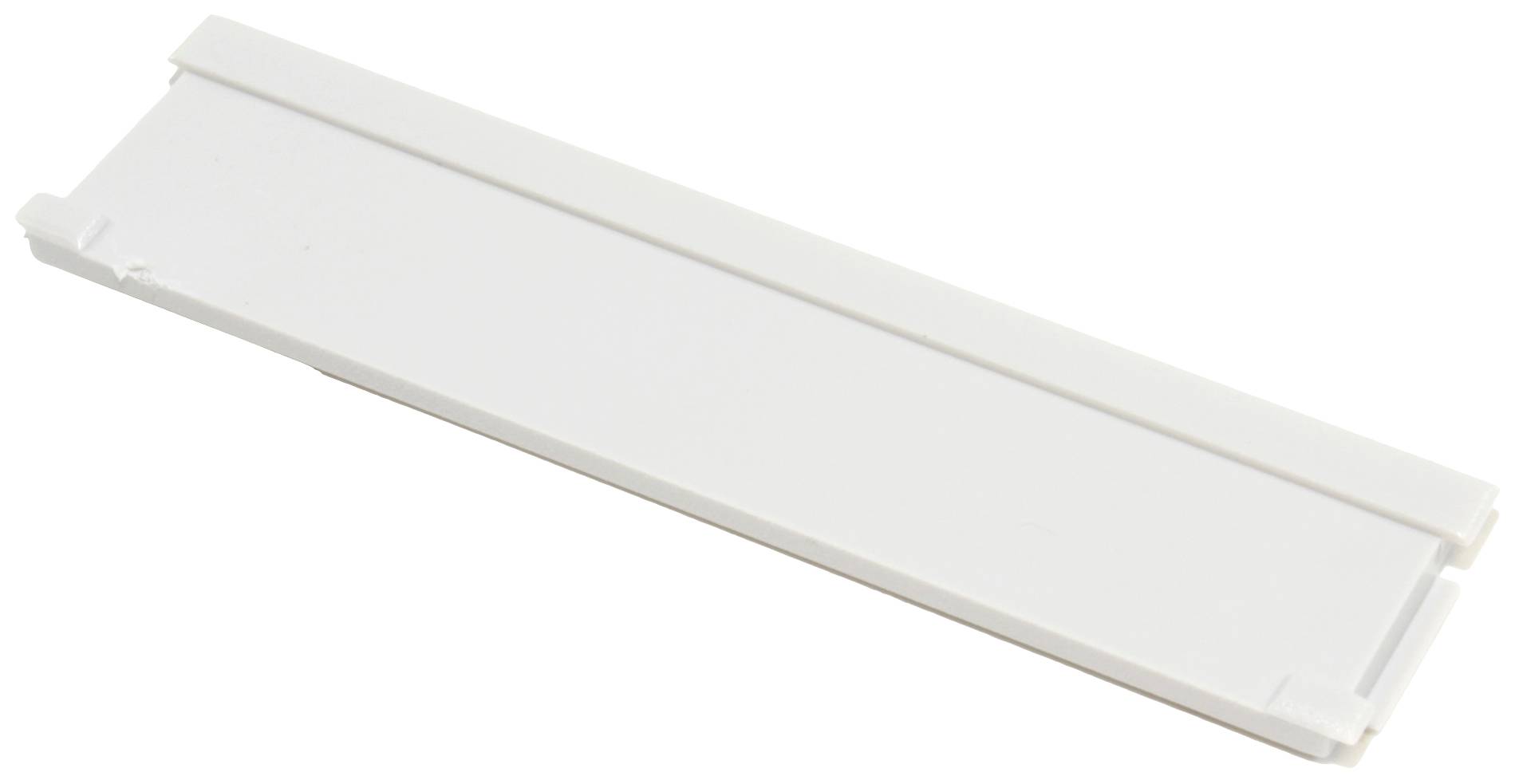 Un couvercle rectangulaire et plat en plastique blanc, probablement une partie du boîtier d'un appareil électronique.