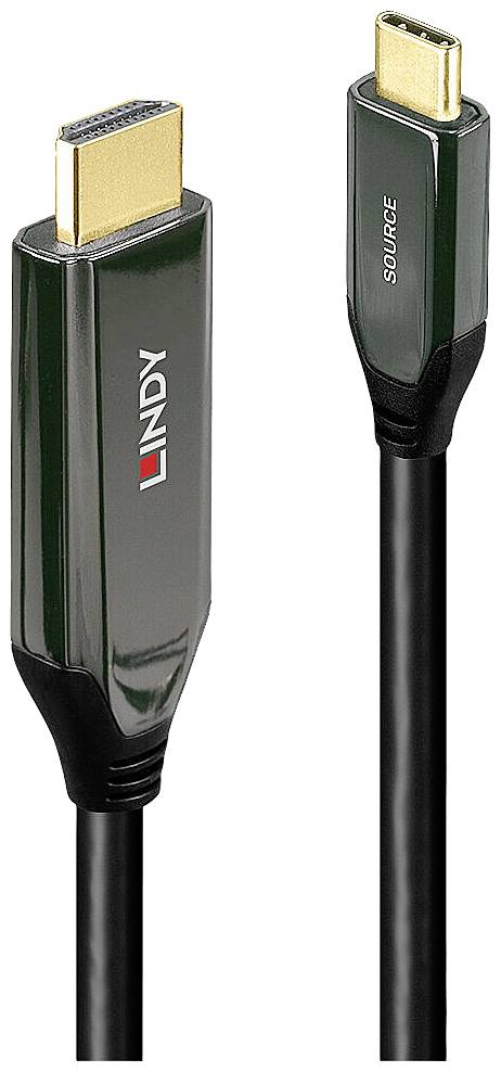 Câble adaptateur LINDY USB-C® USB-C® mâle, Fiche mâle HDMI-A 2.00 m noir 43368 8K UHD Câble HDMI