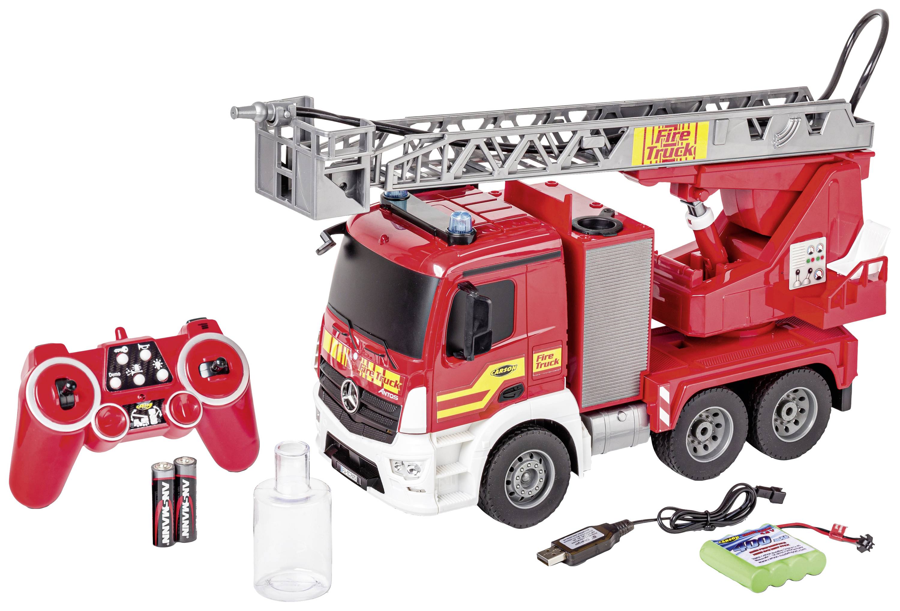 Carson Modellsport Pompiers MB Arocs avec échelle rotative 1:20 Modèle réduit RC débutant Camion