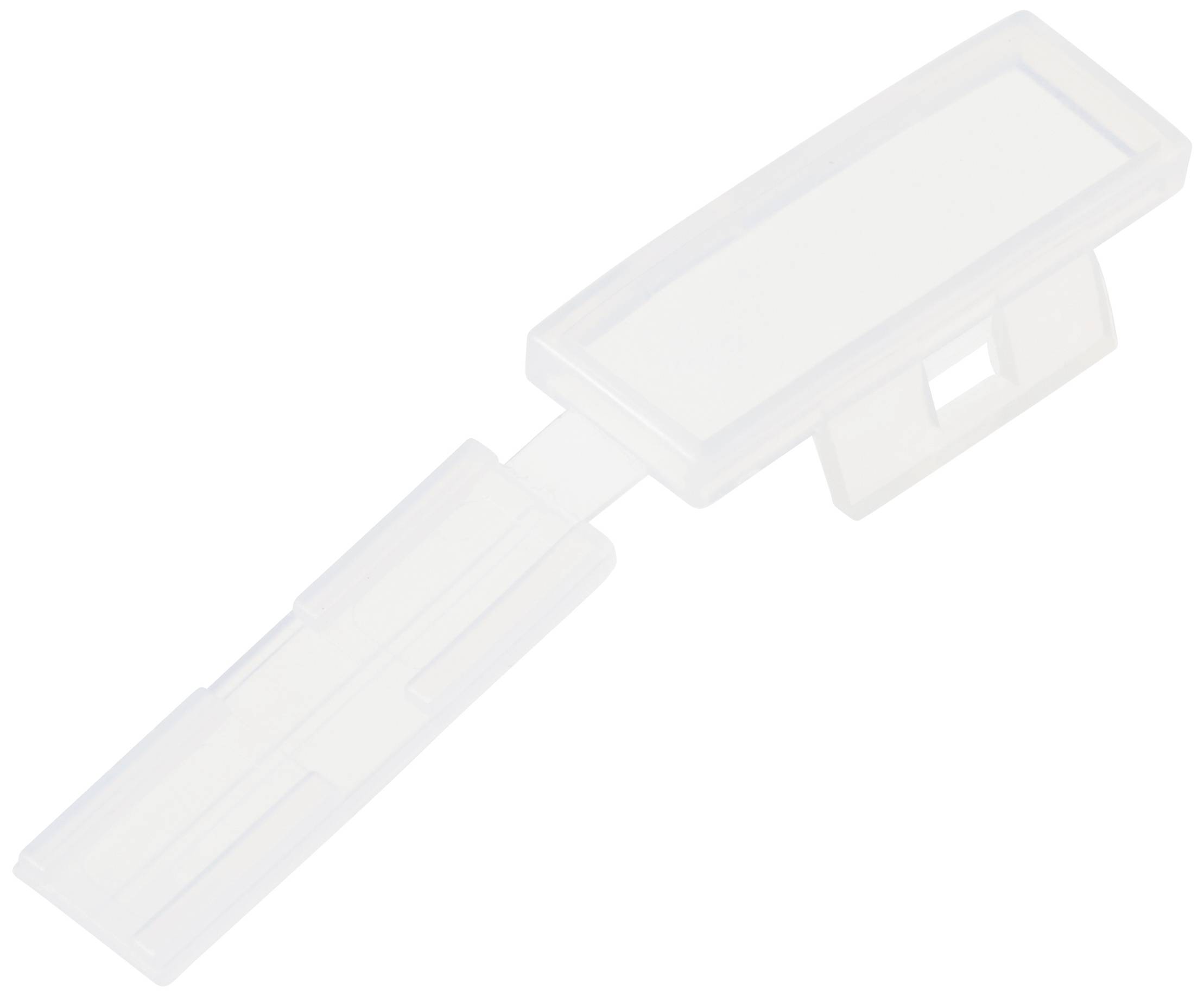 Une clé USB transparente et rectangulaire.