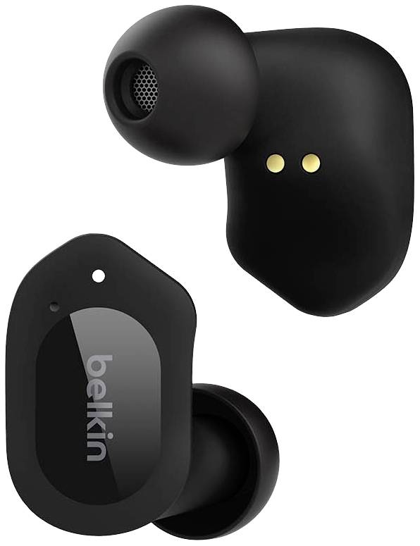 Belkin SoundForm Play Oreillette Bluetooth noir micro-casque, boîtier de charge, résistant à la sueur