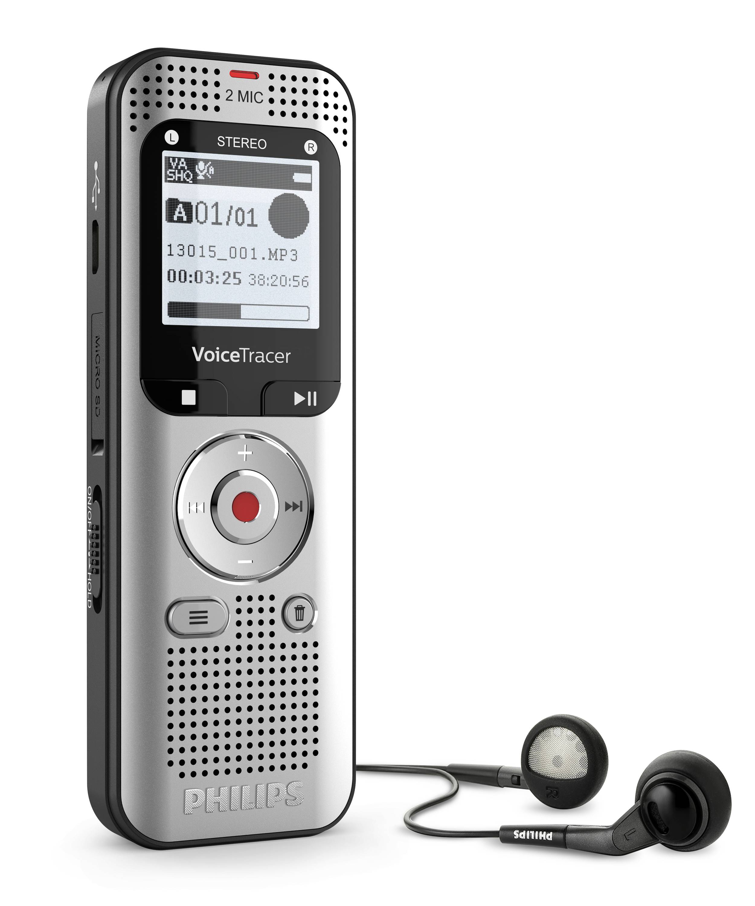 Philips DVT2015 Dictaphone numérique aluminium, noir