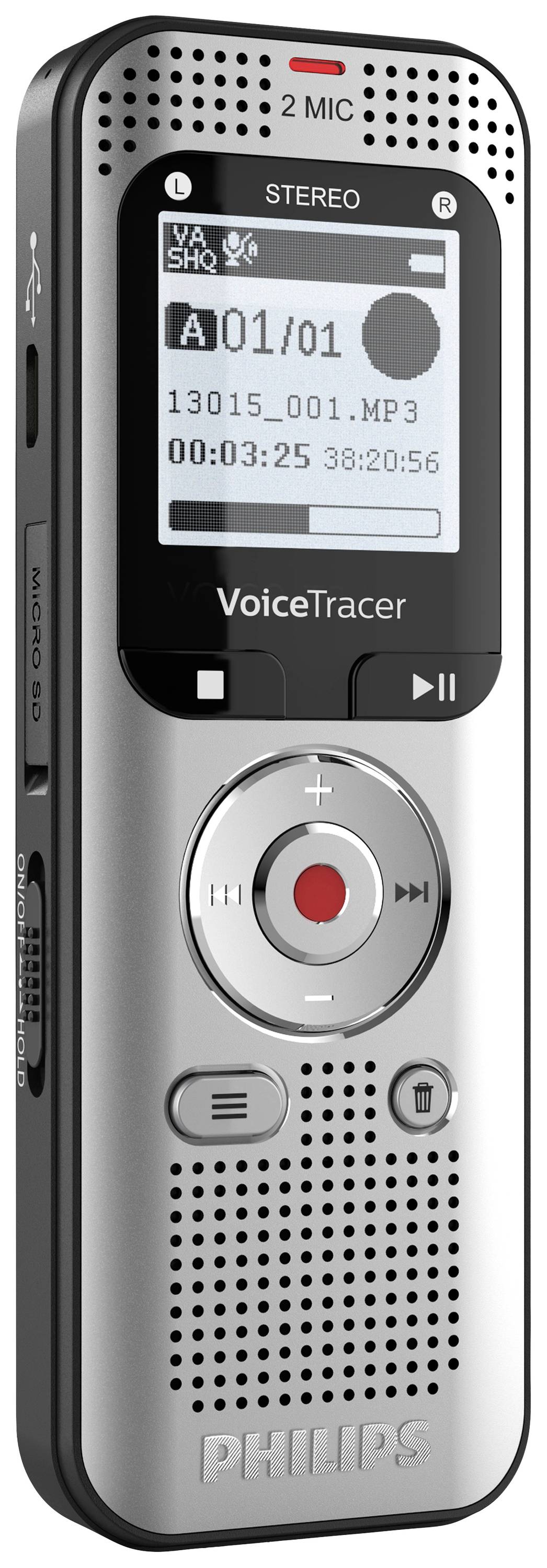 Philips DVT2015 Dictaphone numérique aluminium, noir