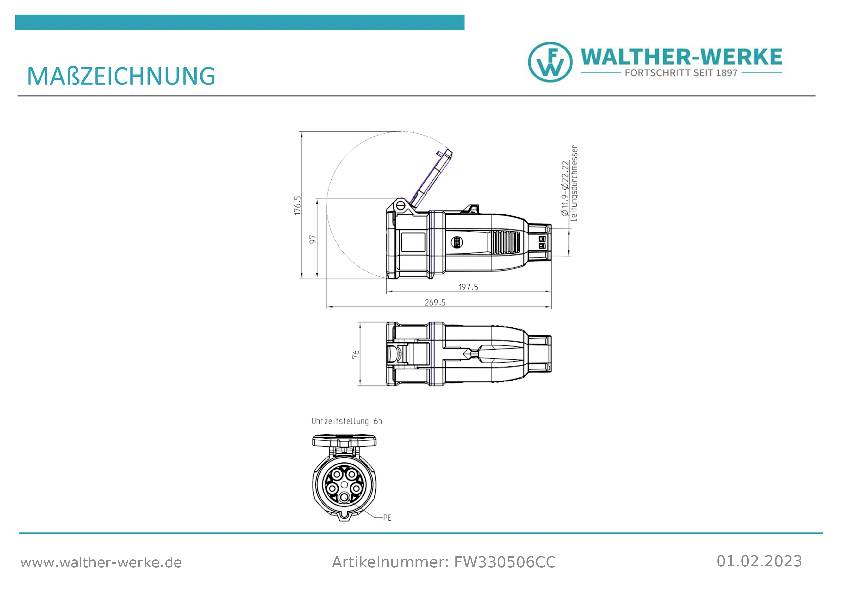 Walther Werke FW330506CC Mâle CEE 32 A 5 pôles 200 V, 415 V 1 pc(s)