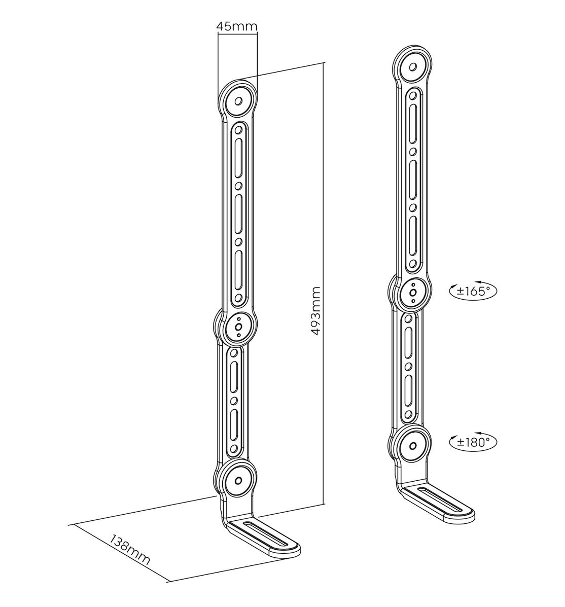 My Wall HZ32-1L Support pour barre de son inclinable, mobile noir 1 pc(s)