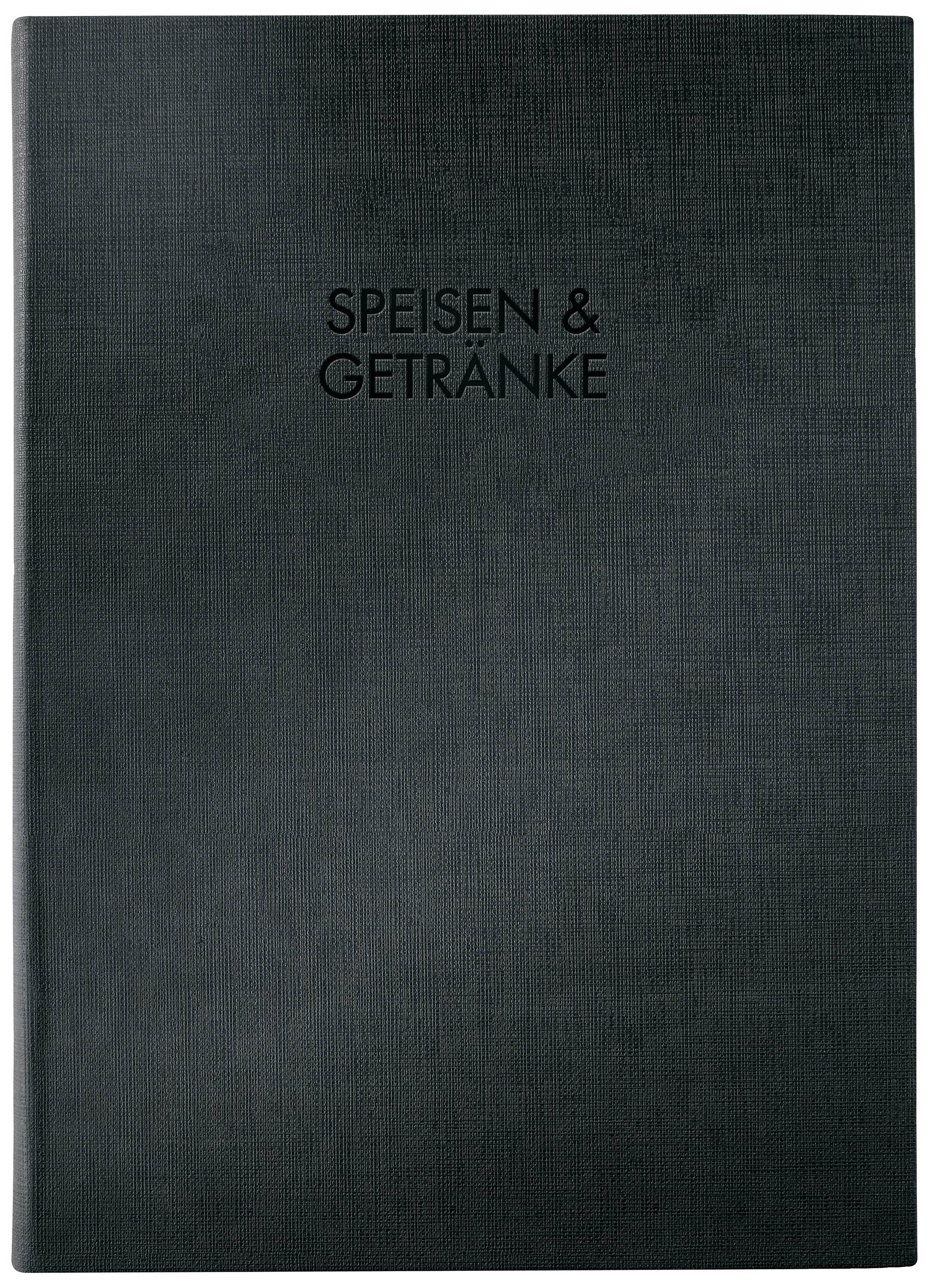 Couverture de menu sombre avec l'inscription 'Plats & Boissons'.