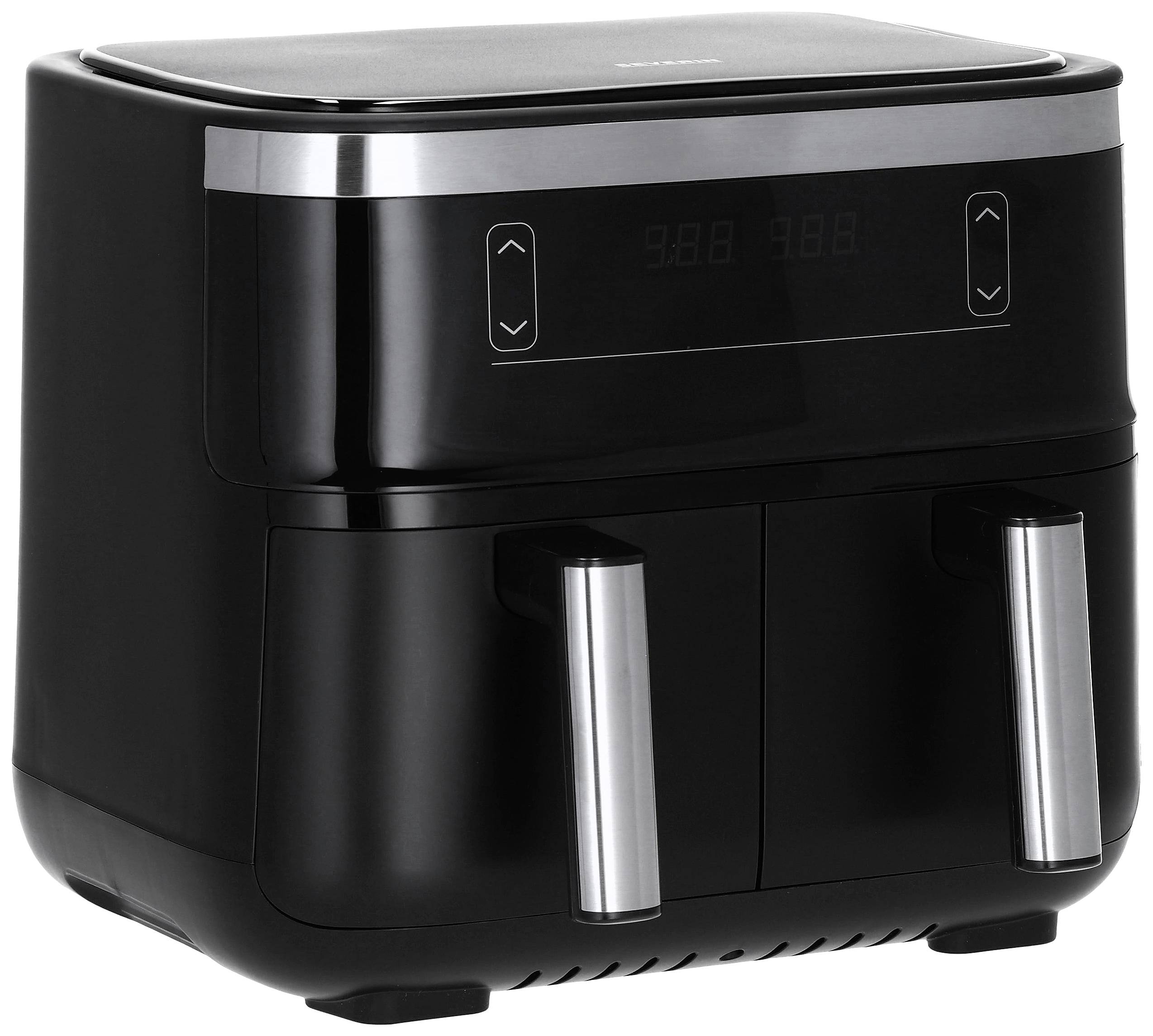 Severin 2453 Friteuse double fonction chaleur tournante, protection contre la surchauffe, fonction minuteur noir, argent
