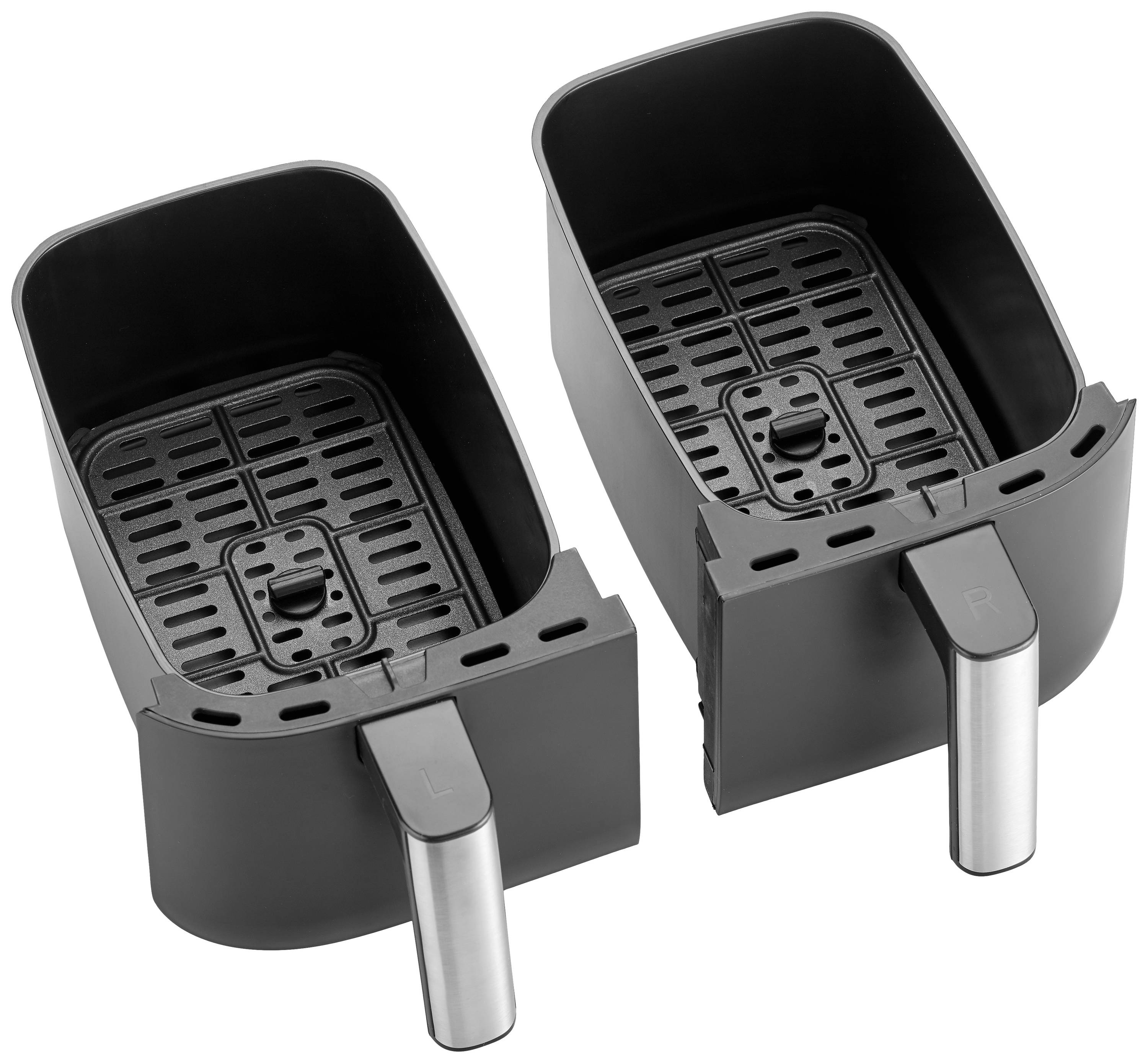 Severin 2453 Friteuse double fonction chaleur tournante, protection contre la surchauffe, fonction minuteur noir, argent