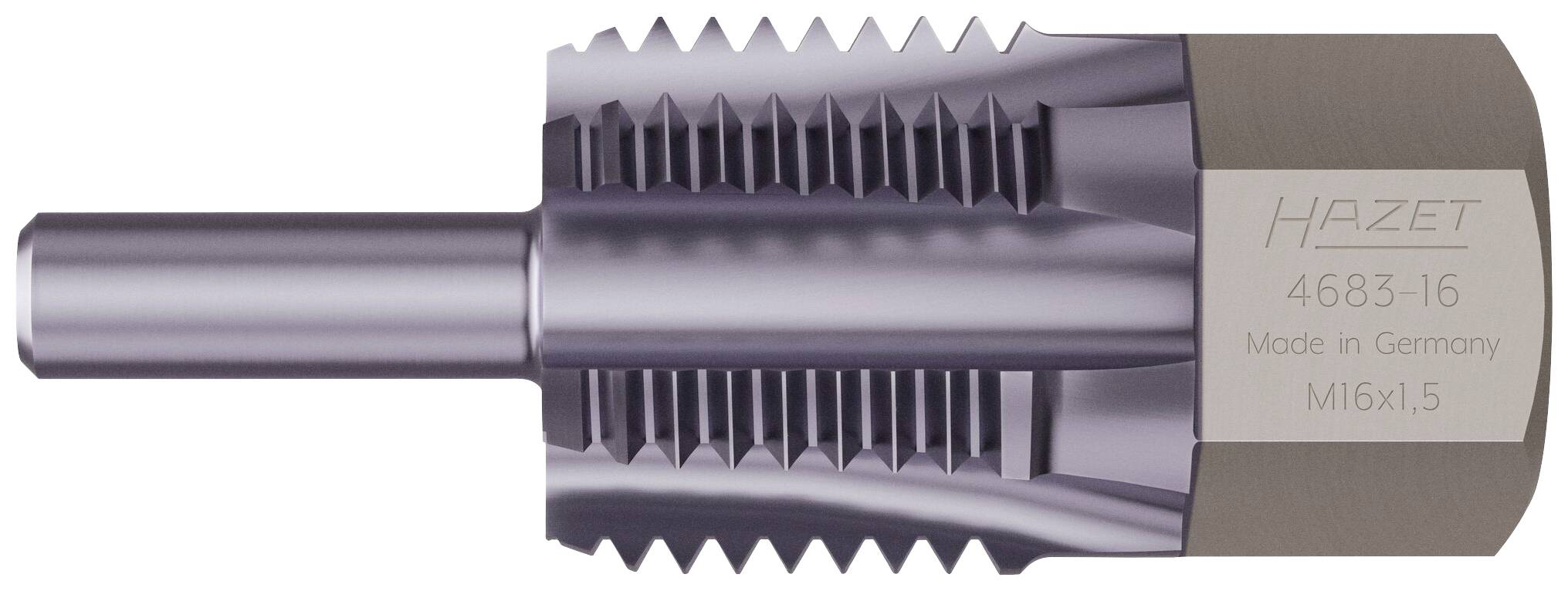 Outil de coupe métallique portant l'inscription 'HAZET' et 'Made in Germany', numéro de modèle 4683-16, filetage M16x1,5.