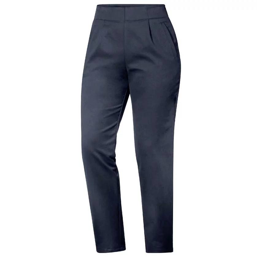 Pantalon bleu marine à jambes droites, taille haute et poches latérales. Adapté aux occasions formelles ou aux tenues de bureau.