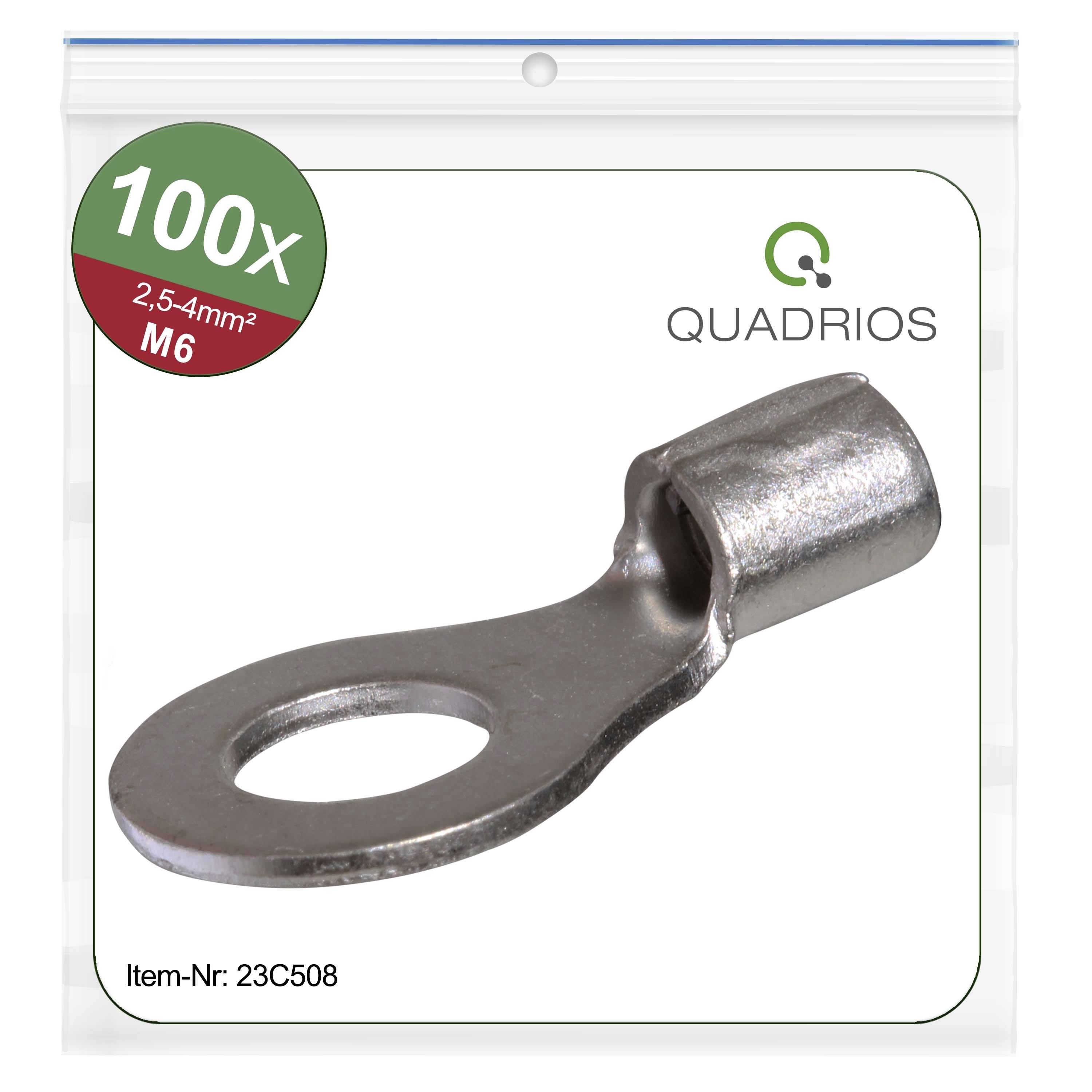 Quadrios 23C508 Cosse à oeillet Section max.=4 mm² Ø du trou=6.5 mm non isolé 100 pc(s)