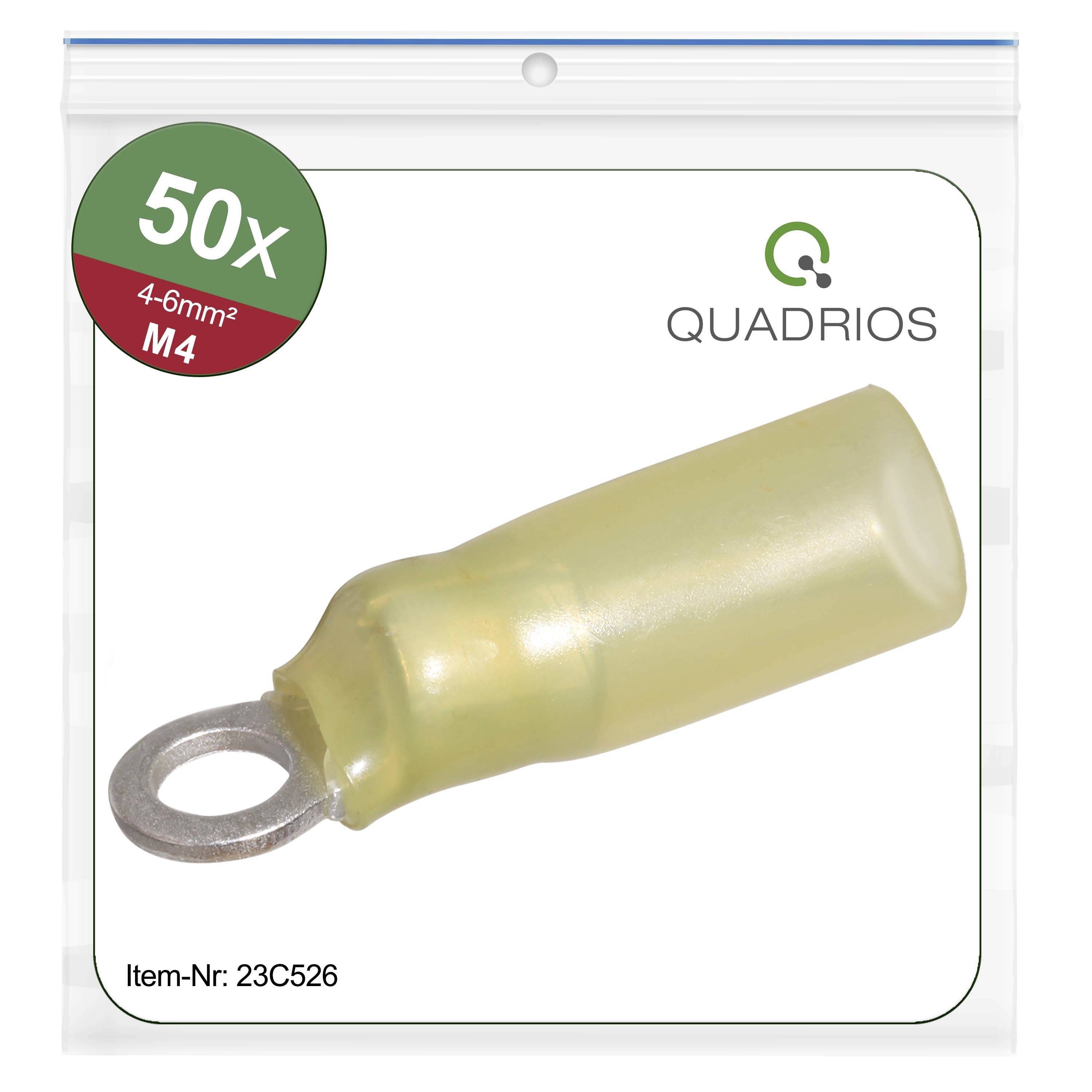 Quadrios 23C526 Cosse à oeillet Section max.=6 mm² Ø du trou=4.3 mm partiellement isolé jaune 50 pc(s)