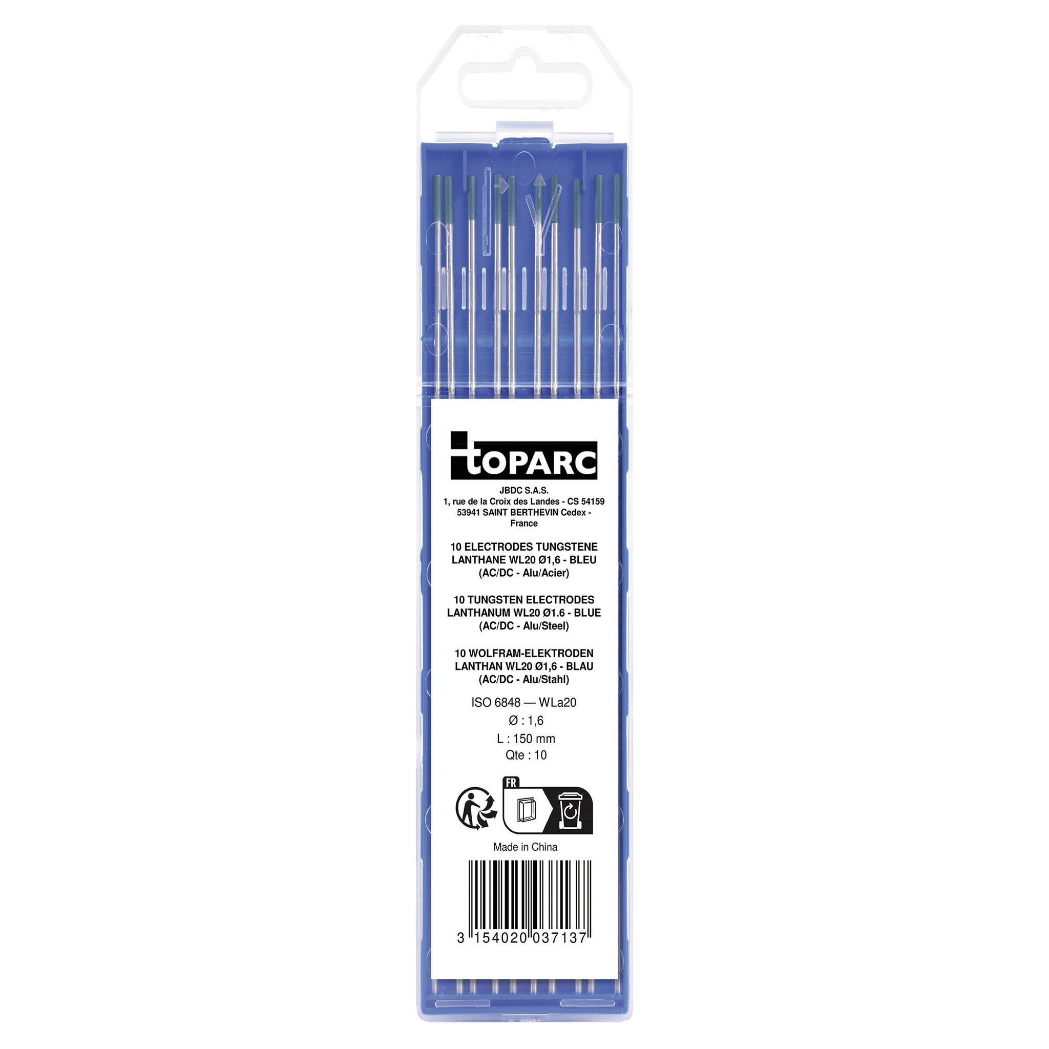 Toparc Wolfram Lanthan WL20 Électrodes de soudage 10 pc(s) (Ø x L) 1.6 mm x 150 mm