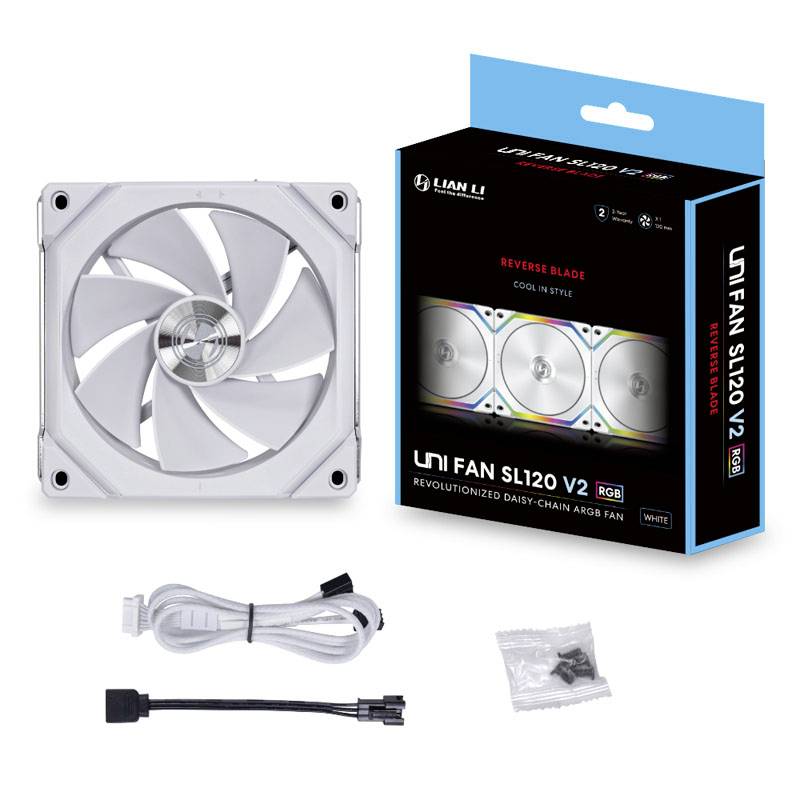 Lian Li Lian Li UNI FAN SL120 V2 ARGB Reverse Blade PWM Lüfter - 120 mm, weiß Ventilateur pour PC blanc (l x H x P) 120 x 120