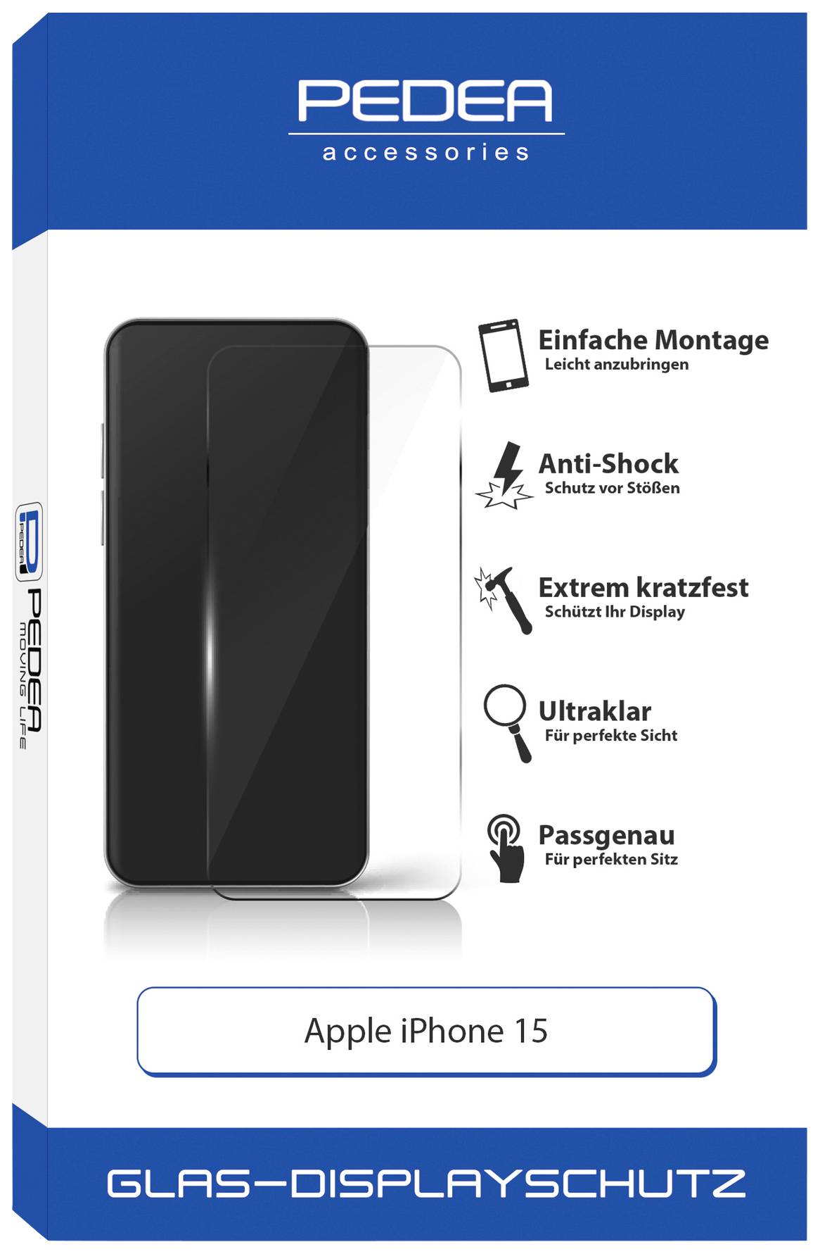 Pedea 50170098 Verre de protection d'écran Apple iPhone 15 1 pc(s) anti-traces de doigts 50170098