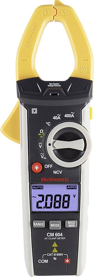 Multimetrix CM 604 Pince ampèremétrique numérique avec trousse CAT III 600 V Affichage (nombre de points): 4000
